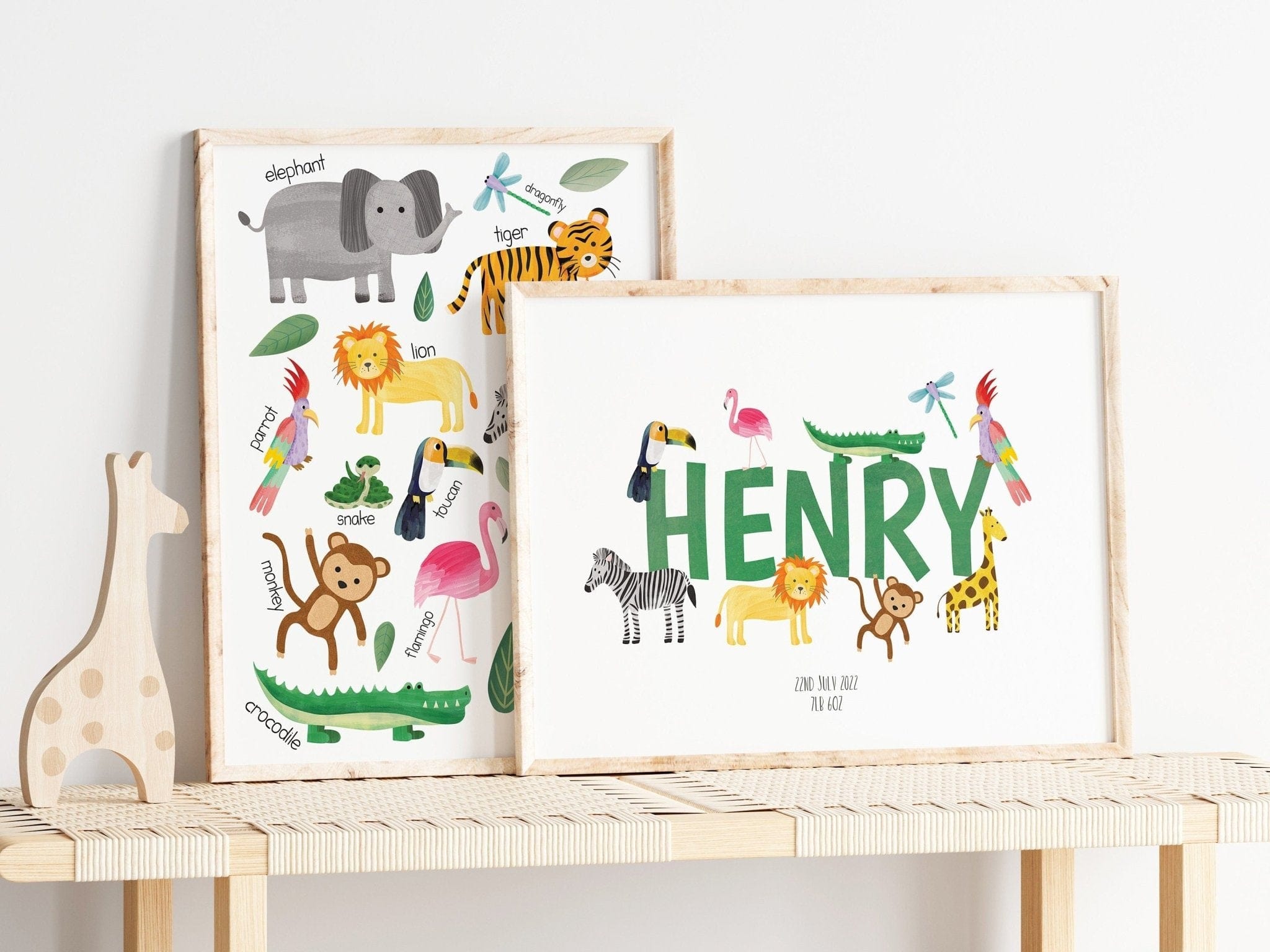 Safari Animal Wall Art for Kids' Room - Dolly and Fred Designs