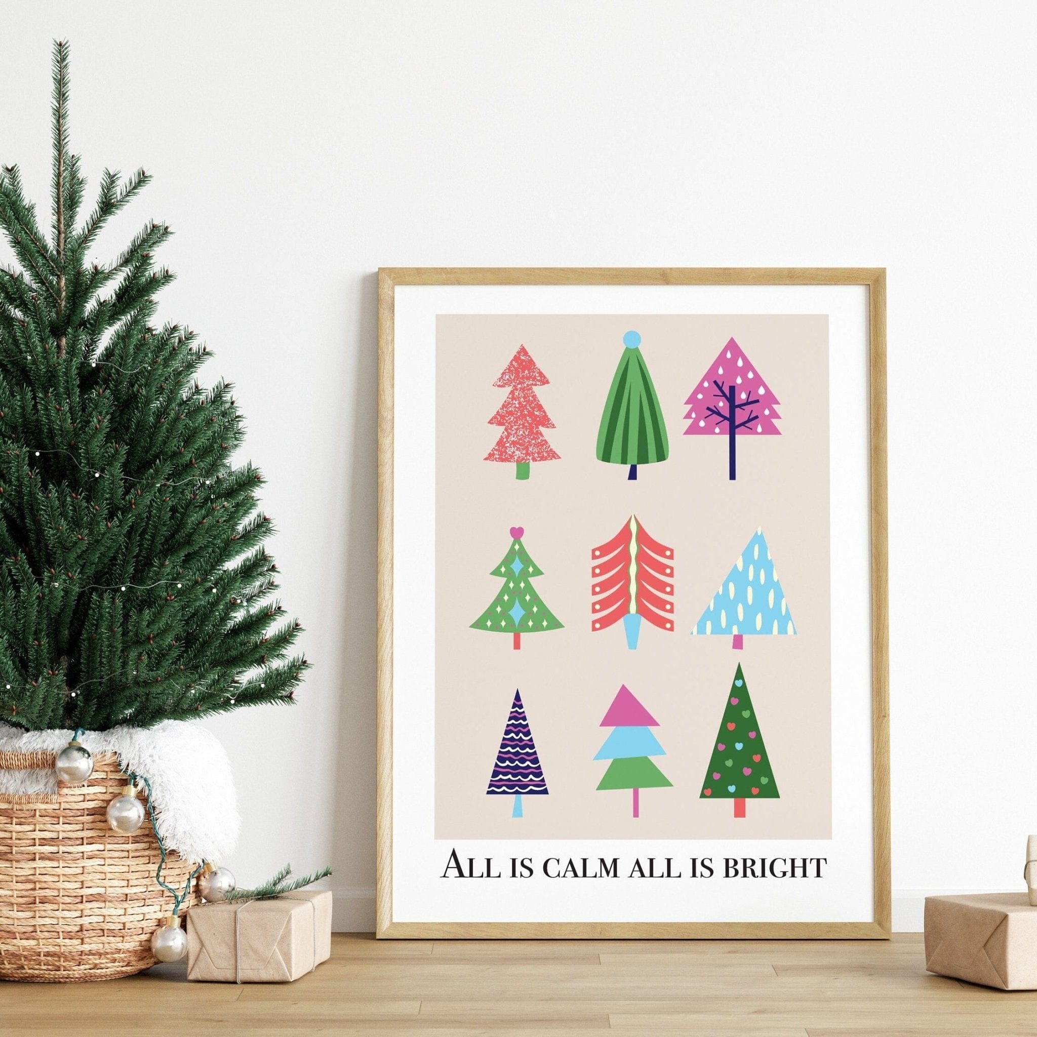 Scandinavian Style Christmas Tree Wall Art Print Dolly and Fred Designs