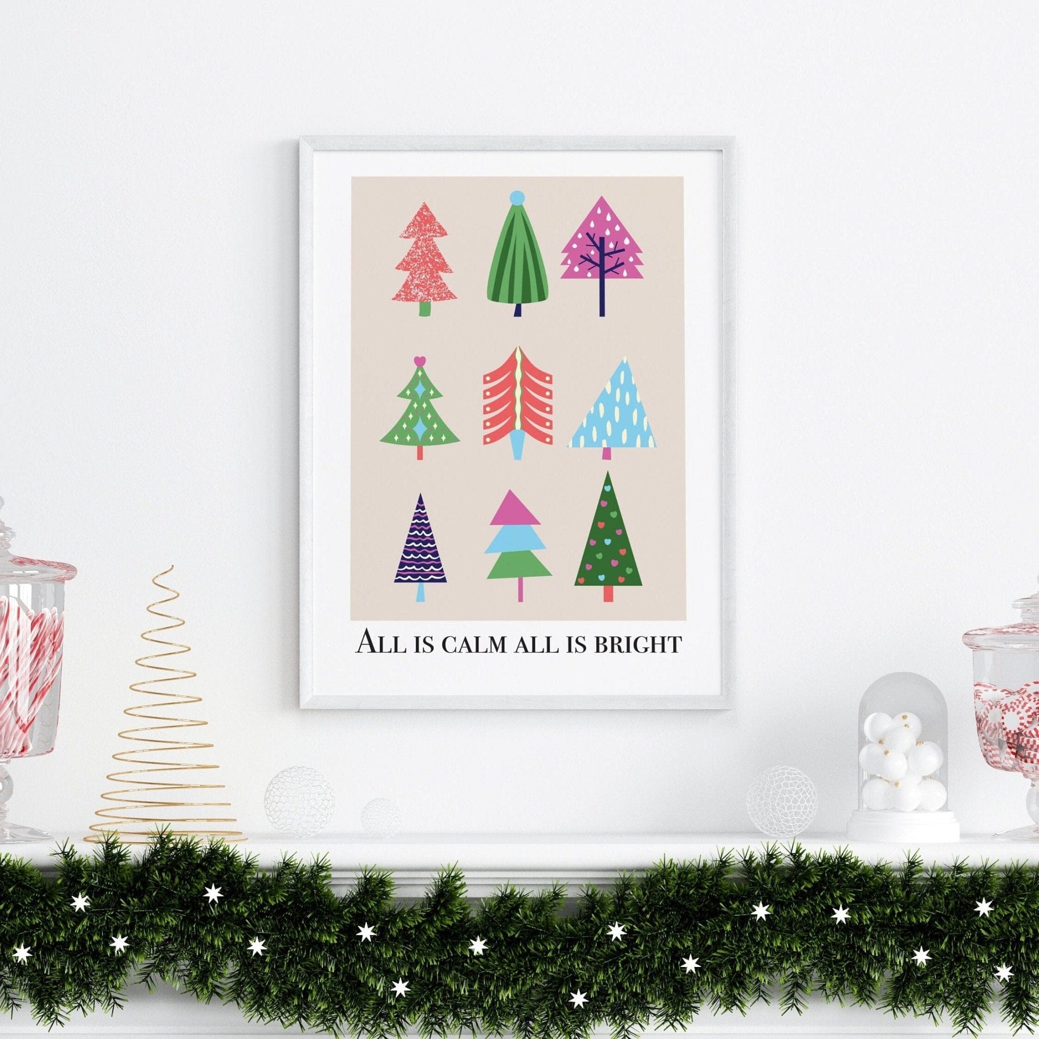 Scandinavian Style Christmas Tree Wall Art Print Dolly and Fred Designs