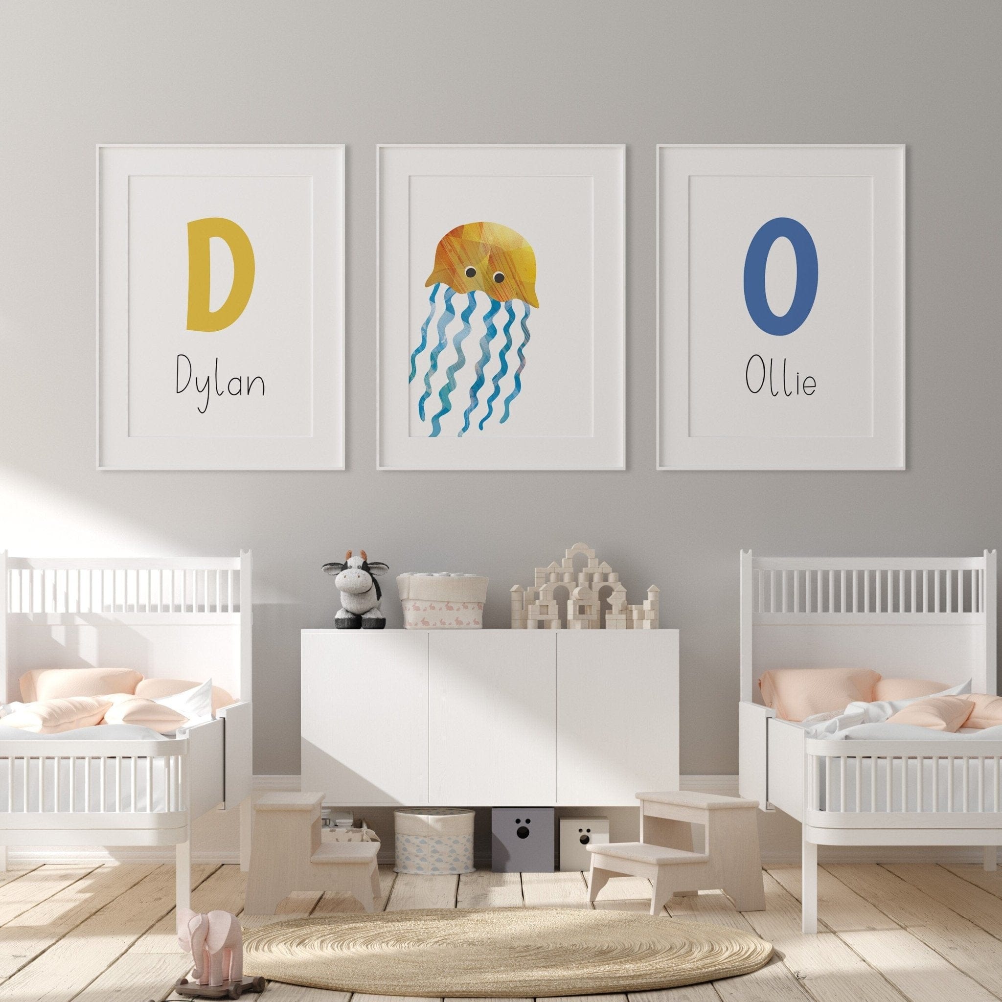 Sea animal nursery print set of 3 - Dolly and Fred Designs