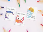 Sea Animal Themed Birthday Card Pack Dolly and Fred Designs
