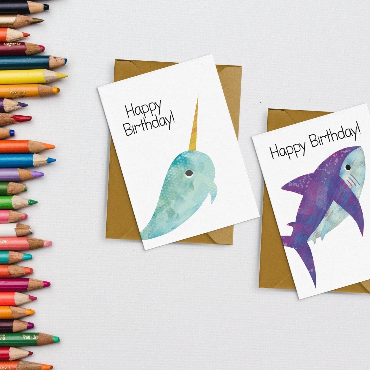 Sea Animal Themed Birthday Card Pack Dolly and Fred Designs