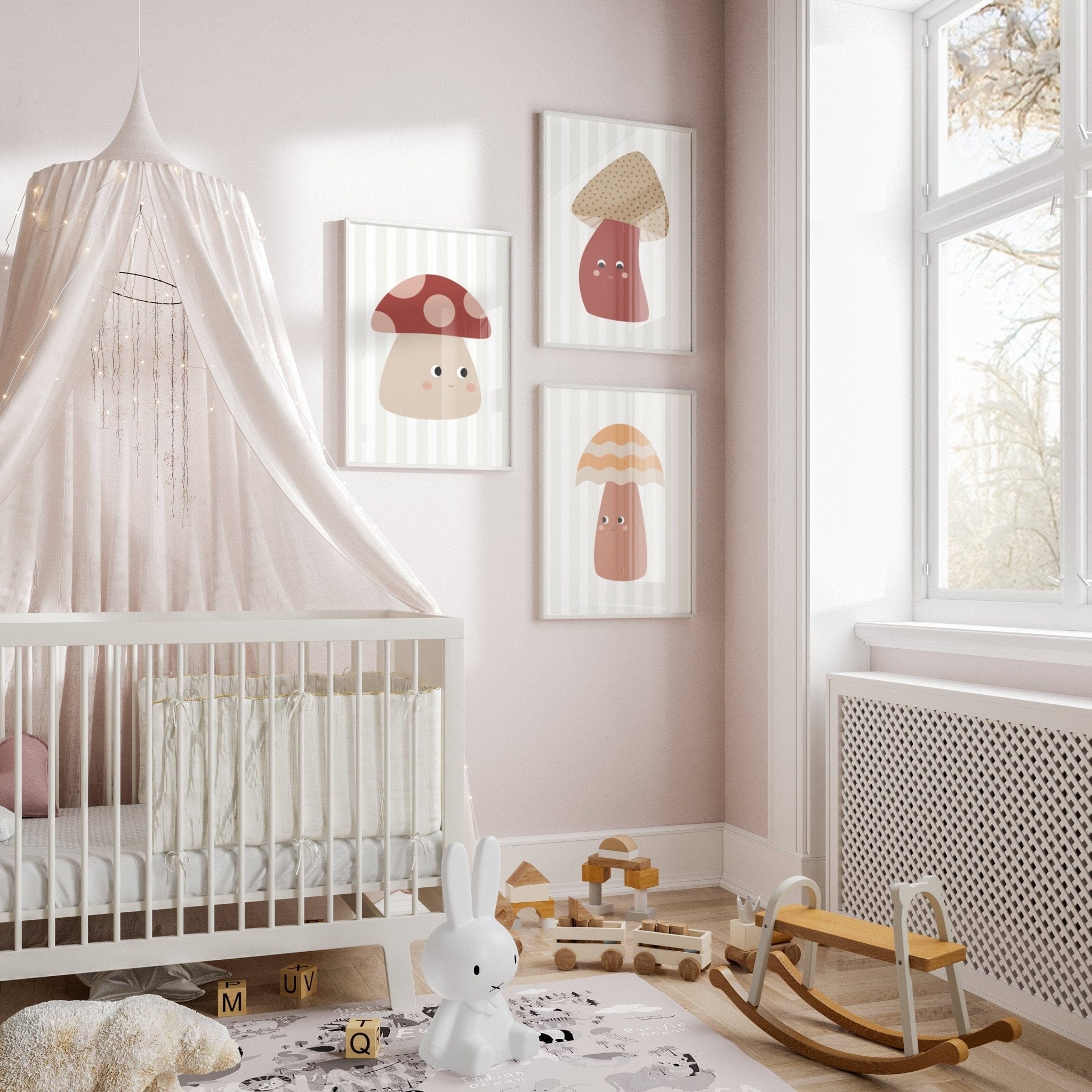 Set of 3 Mushroom Nursery Prints - Dolly and Fred Designs