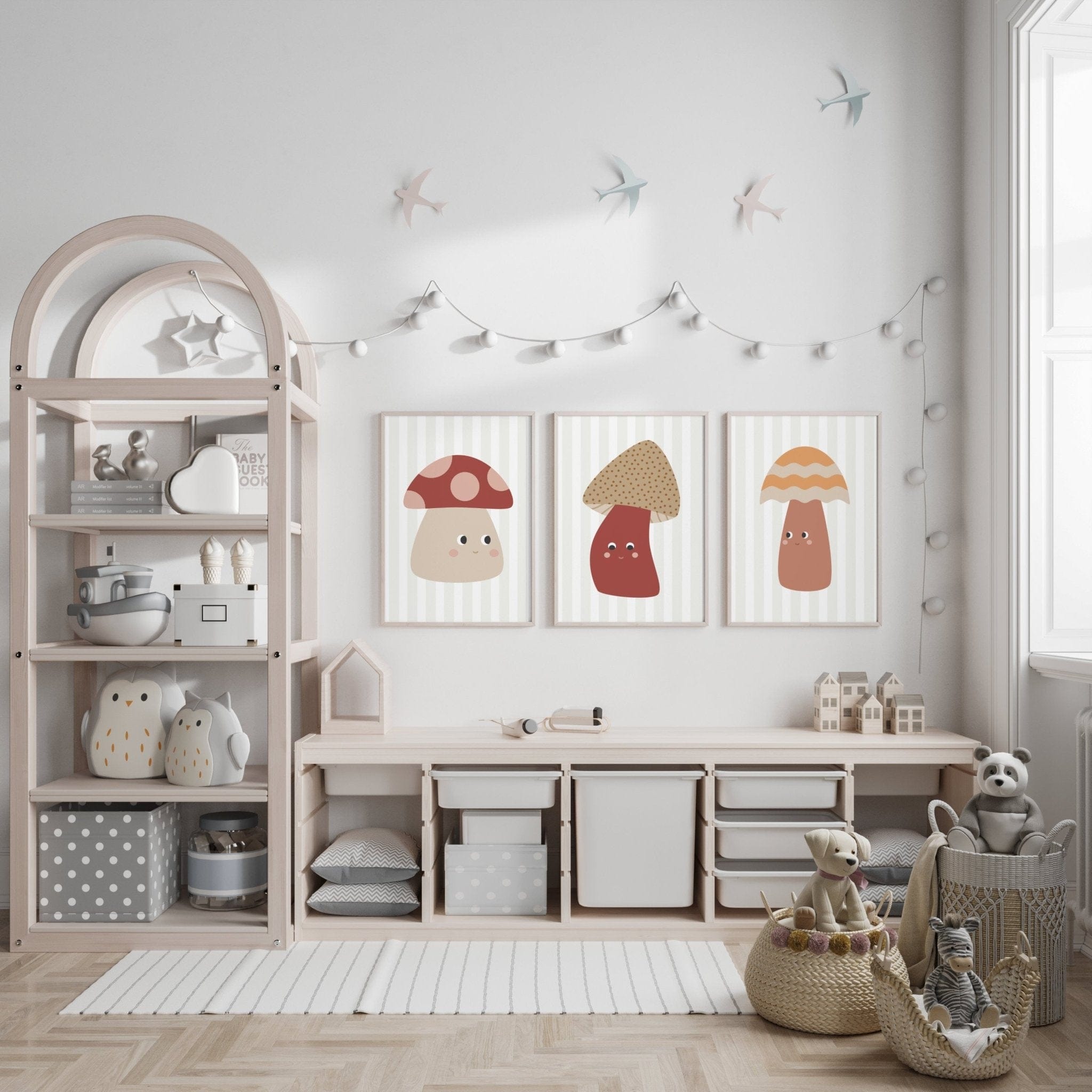 Set of 3 Mushroom Nursery Prints - Dolly and Fred Designs