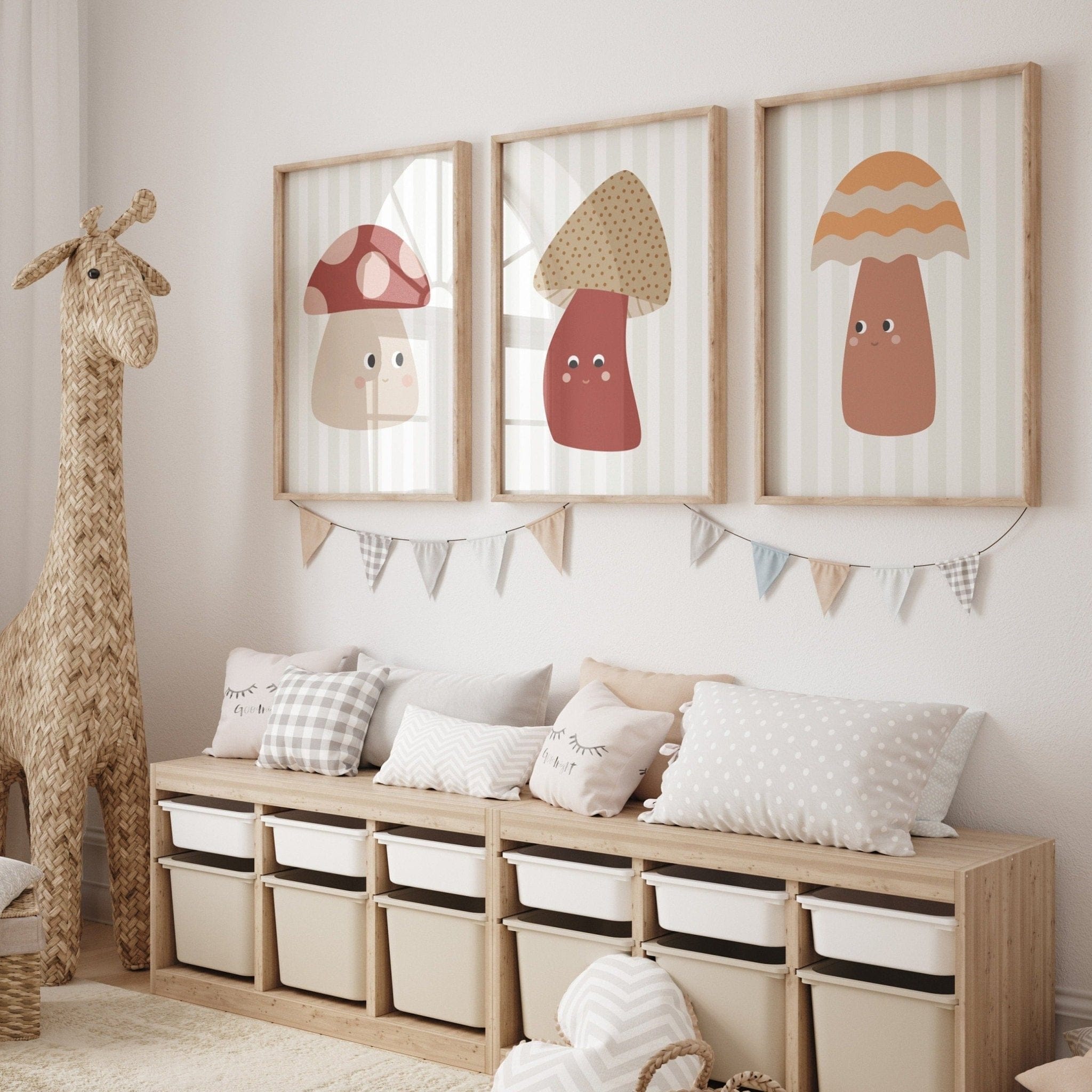 Set of 3 Mushroom Nursery Prints - Dolly and Fred Designs