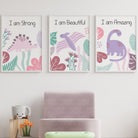 Set of 9 Pink Dinosaur Affirmation prints - Dolly and Fred Designs