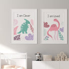 Set of 9 Pink Dinosaur Affirmation prints - Dolly and Fred Designs
