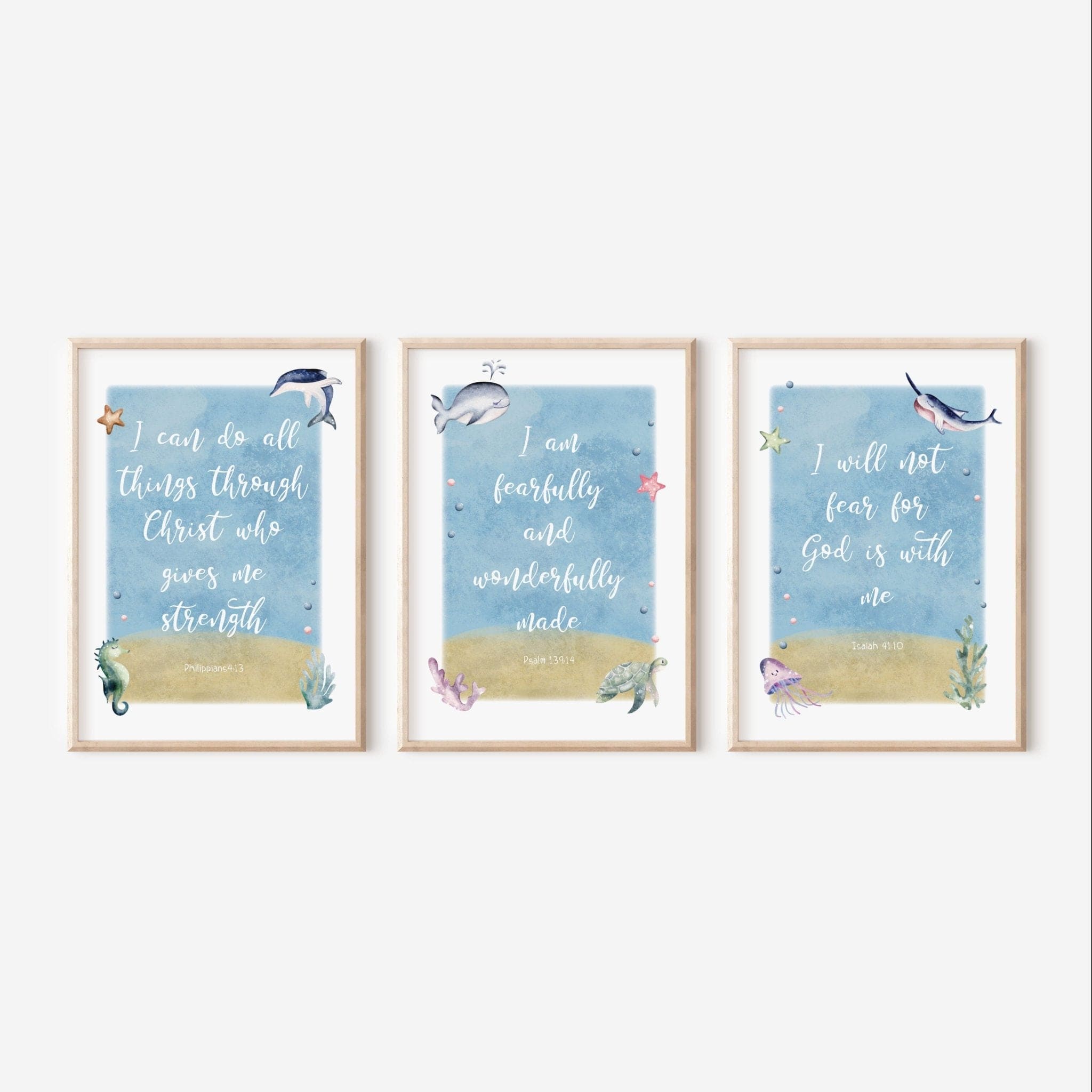 Under the Sea Bible Verse Print Set of 3 - Dolly and Fred Designs