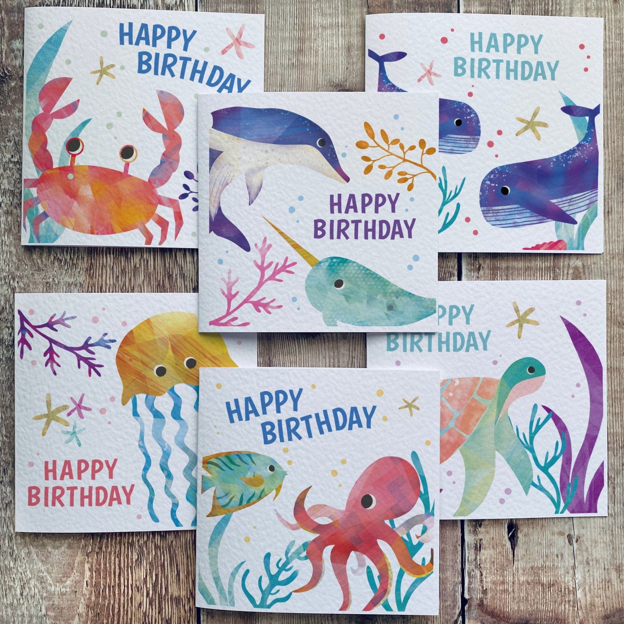 Under the Sea Delight: Kids' Sea - Themed Birthday Card Pack - Dolly and Fred Designs