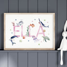 Watercolour Ocean Name print - Dolly and Fred Designs