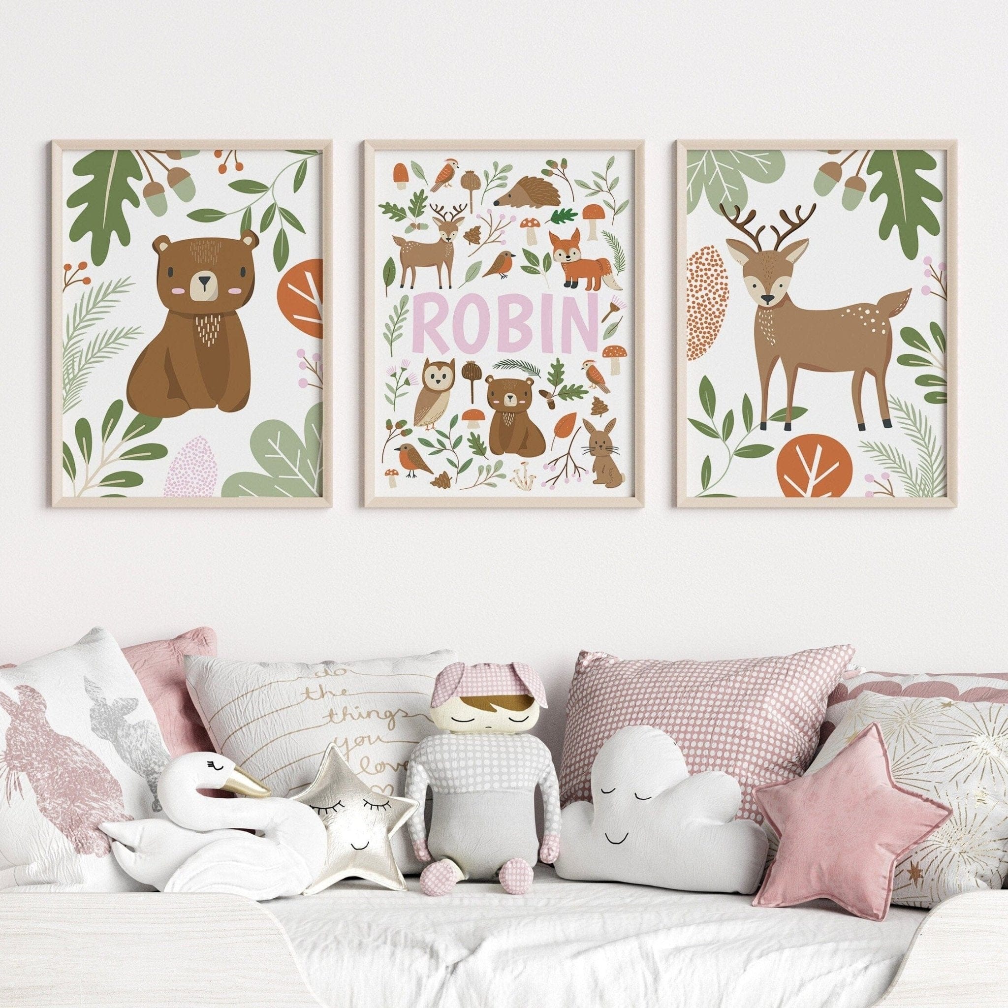 Woodland animal nursery print set - Dolly and Fred Designs