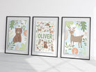 Woodland animal nursery print set for baby boy - Dolly and Fred Designs