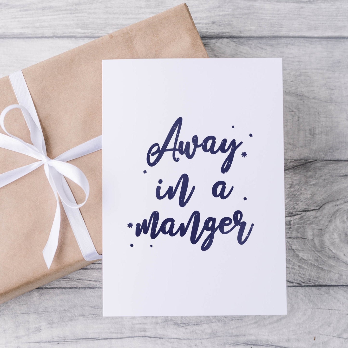 Away in a manger christmas card - Dolly and Fred Designs
