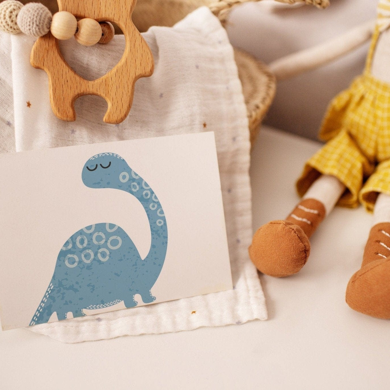 Blue and green dinosaur Postcards - Dolly and Fred Designs