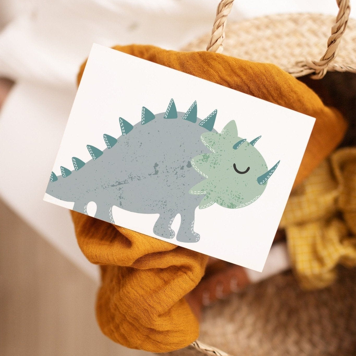 Blue and green dinosaur Postcards - Dolly and Fred Designs