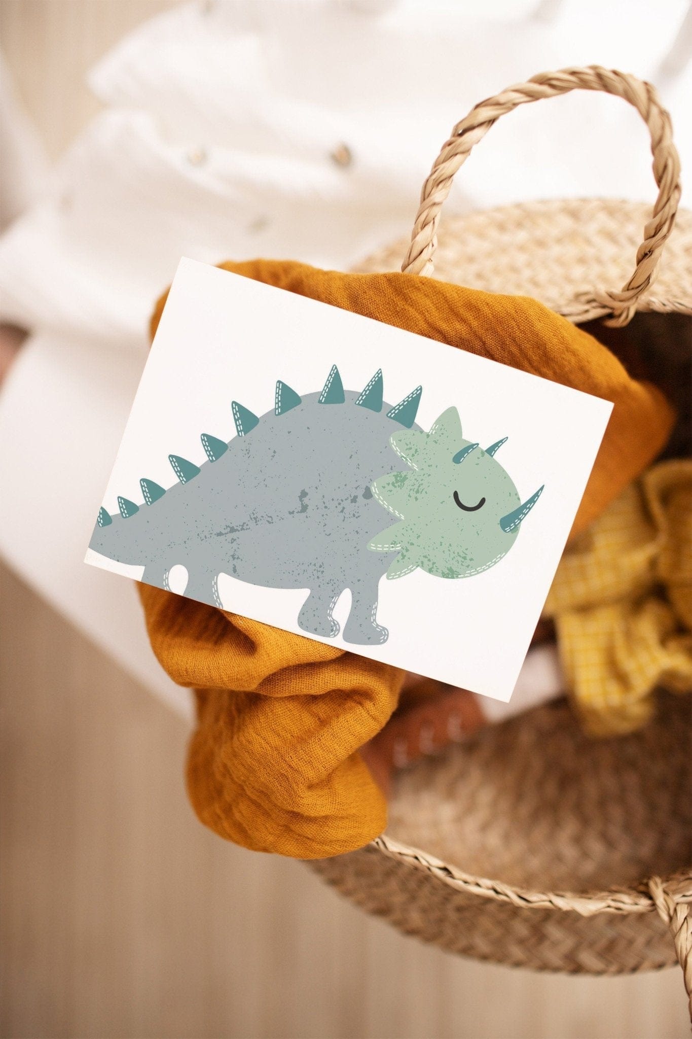 Blue and green dinosaur Postcards - Dolly and Fred Designs