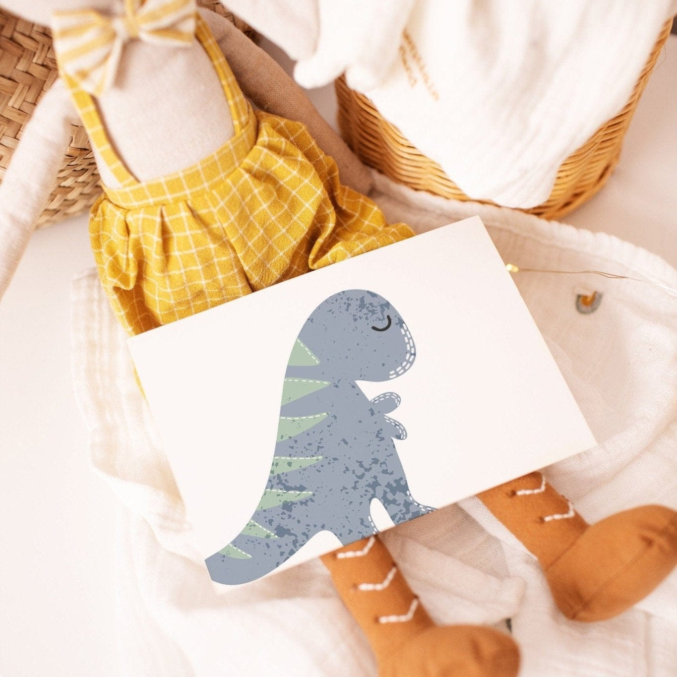 Blue and green dinosaur Postcards - Dolly and Fred Designs