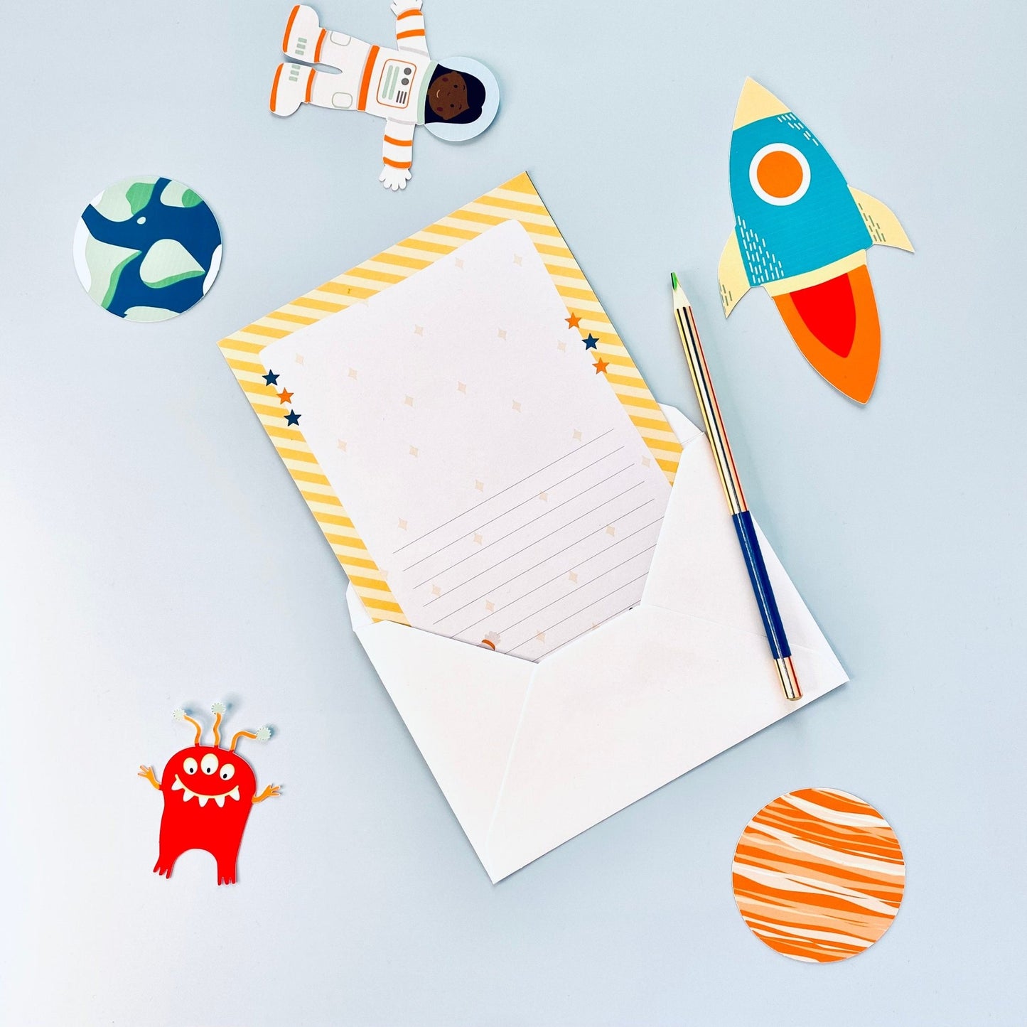 Childrens space letter writing set - Dolly and Fred Designs