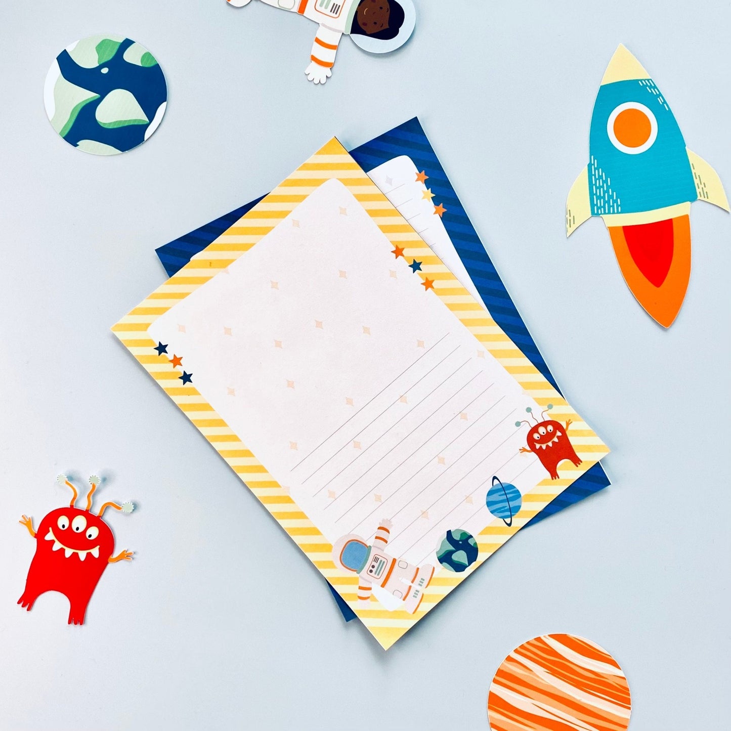 Childrens space letter writing set - Dolly and Fred Designs