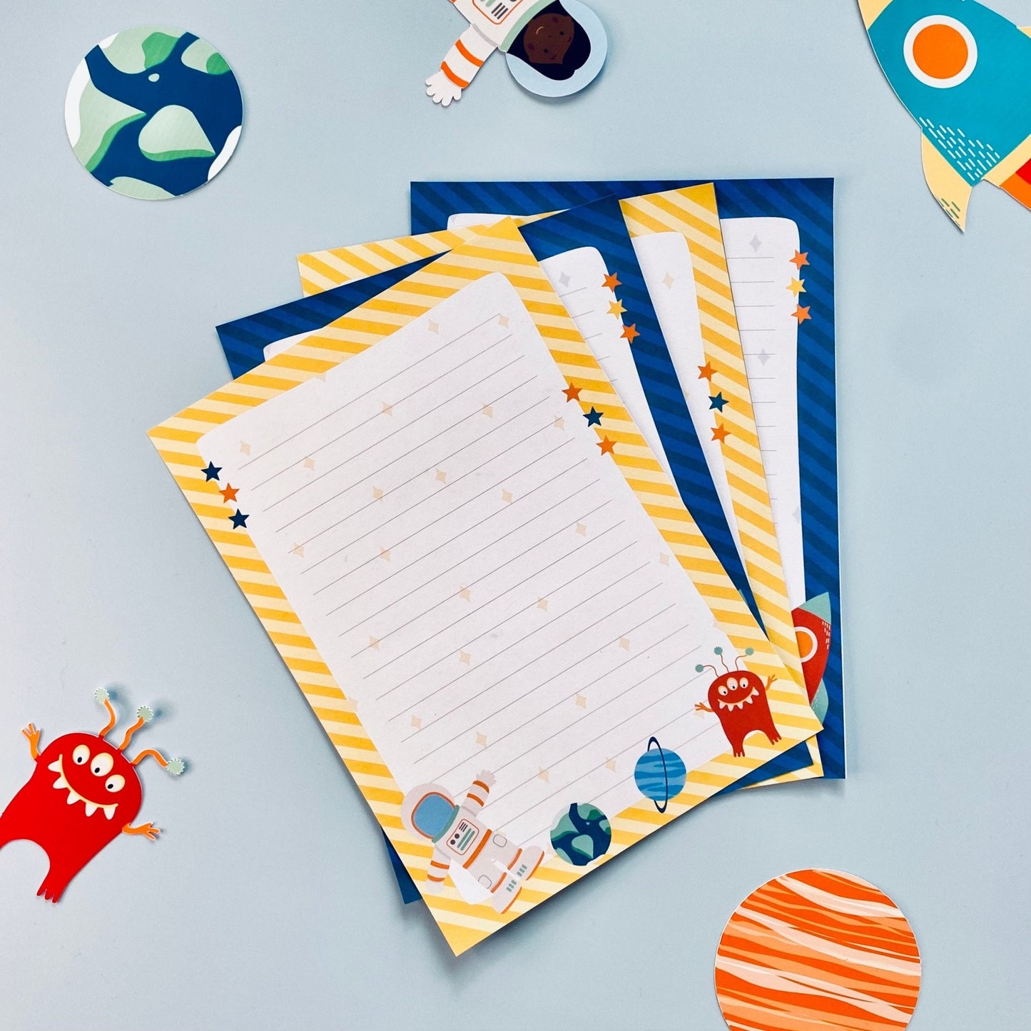 Childrens space letter writing set - Dolly and Fred Designs