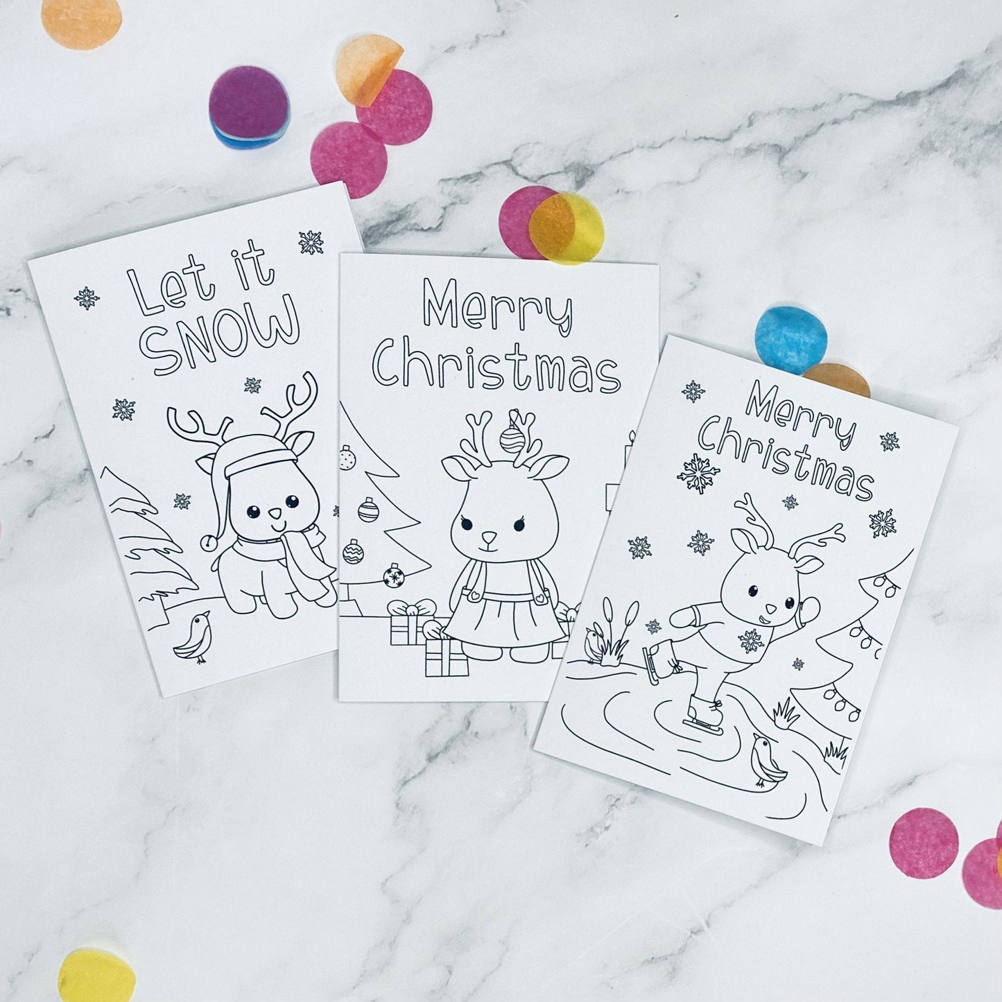 Colour your own Reindeer Christmas Card Pack - Dolly and Fred Designs