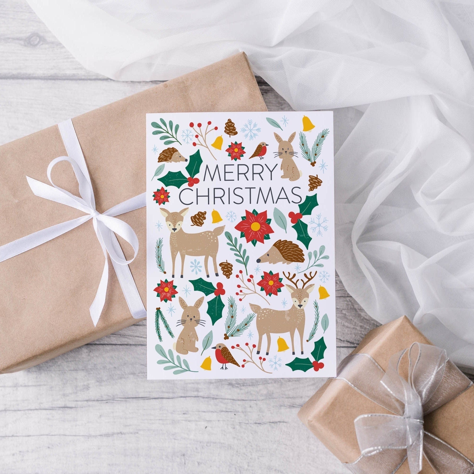 Cute Woodland Animal Christmas Card A5 - Dolly and Fred Designs