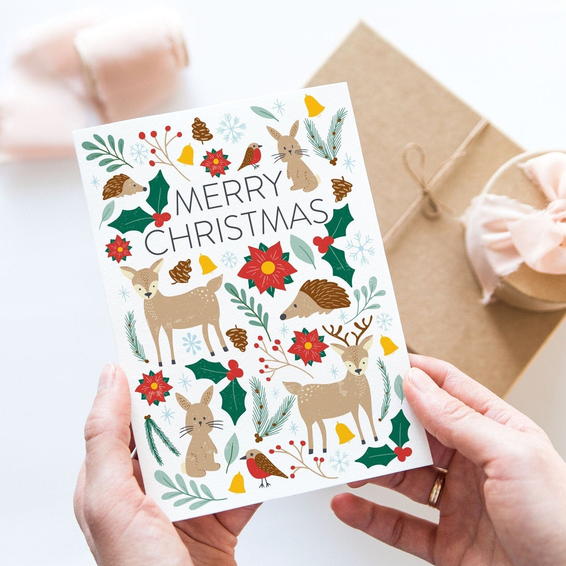 Cute Woodland Animal Christmas Card A5 - Dolly and Fred Designs