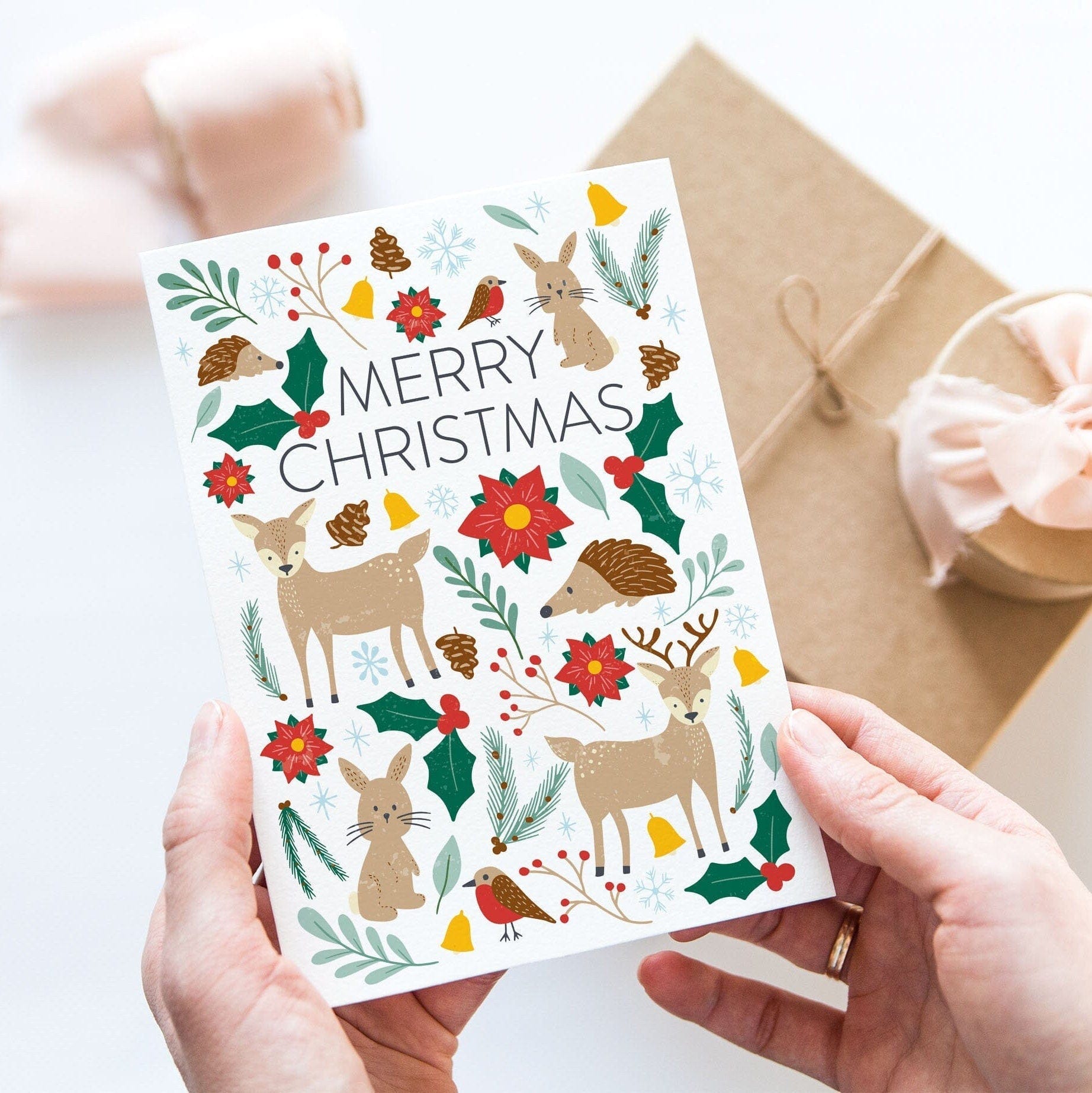 Cute Woodland Animal Christmas Card A5 - Dolly and Fred Designs