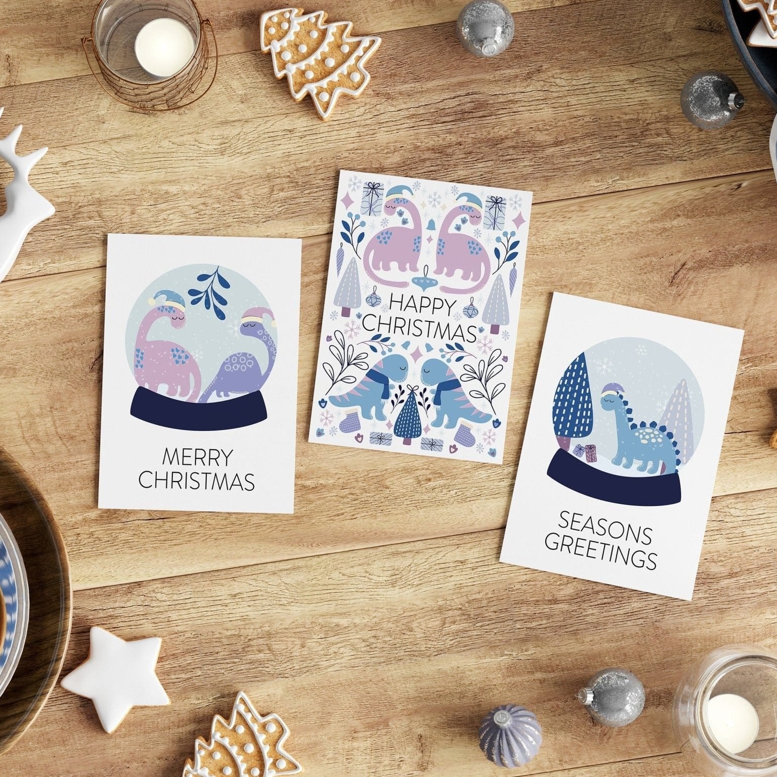 Dinosaur Christmas Card Pack of 5 - Dolly and Fred Designs