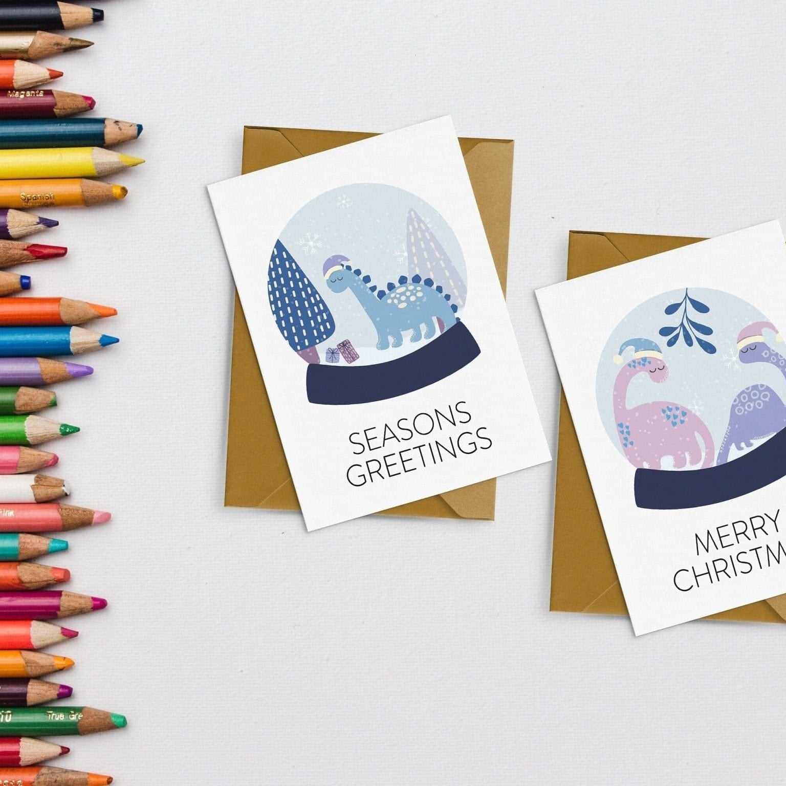 Dinosaur Christmas Card Pack of 5 - Dolly and Fred Designs