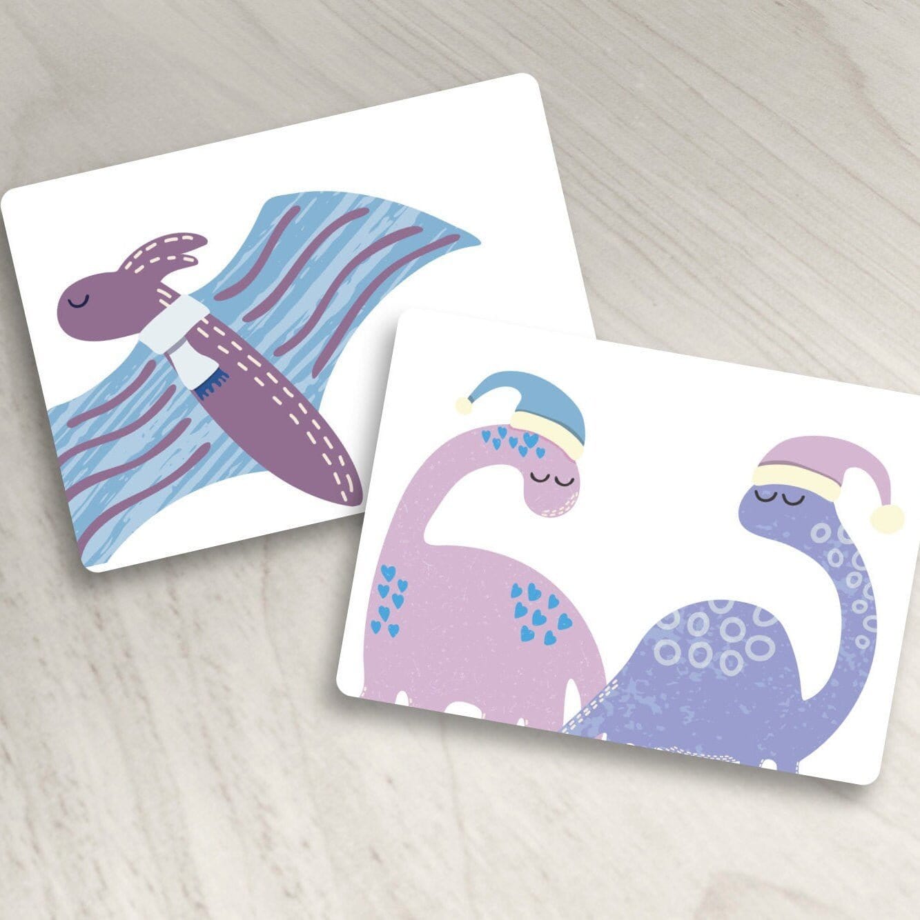 Dinosaur Christmas Postcard Set - Dolly and Fred Designs