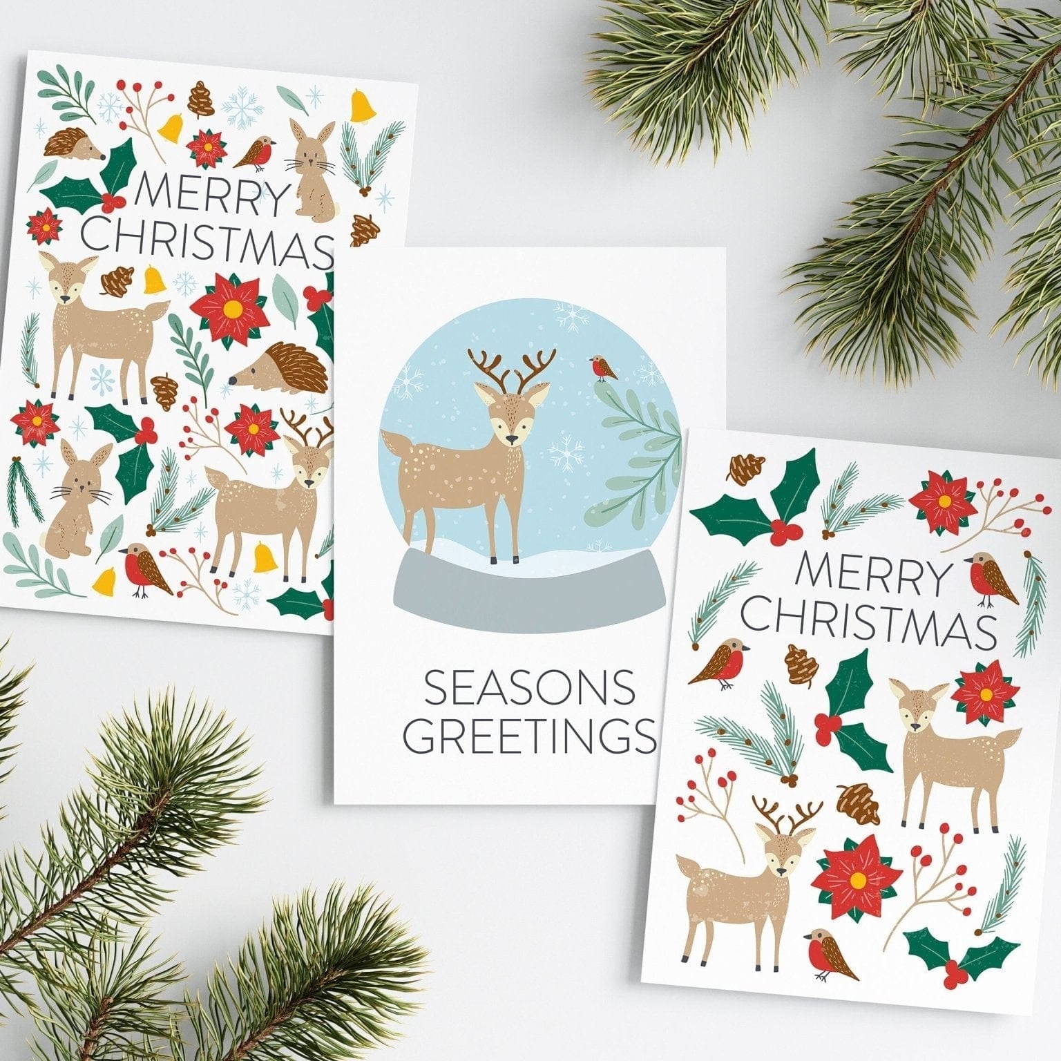 Festive Woodland Christmas Card Pack - Dolly and Fred Designs