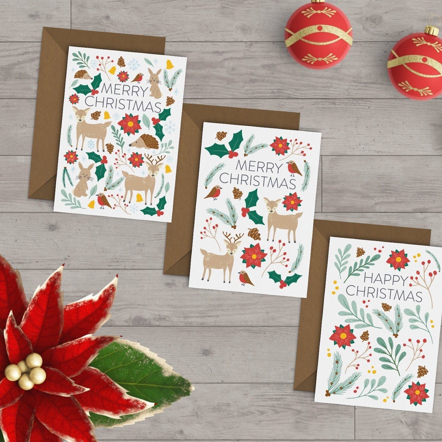 Festive Woodland Christmas Card Pack - Dolly and Fred Designs