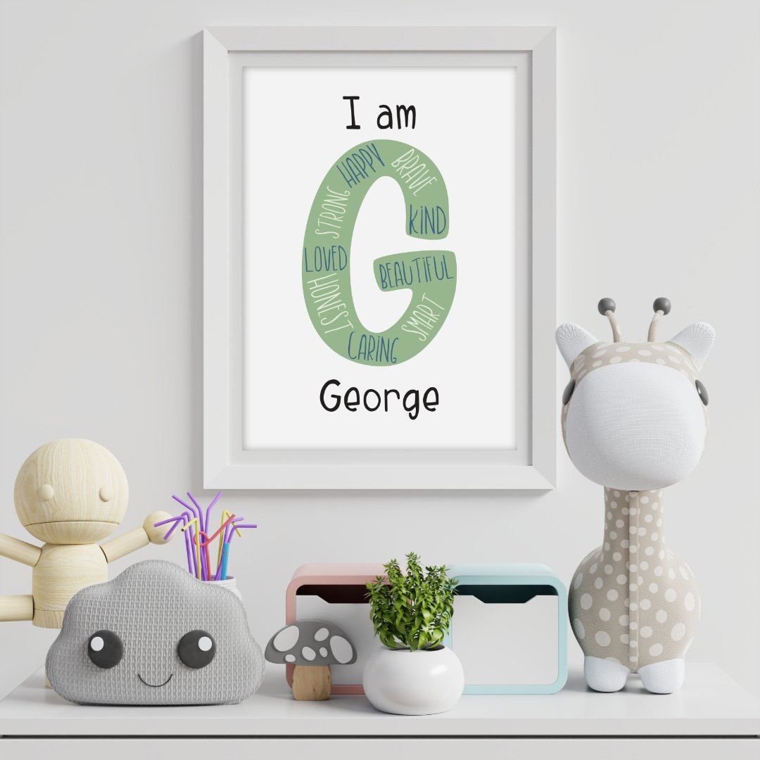 I am Affirmation Print with Initial - Dolly and Fred Designs