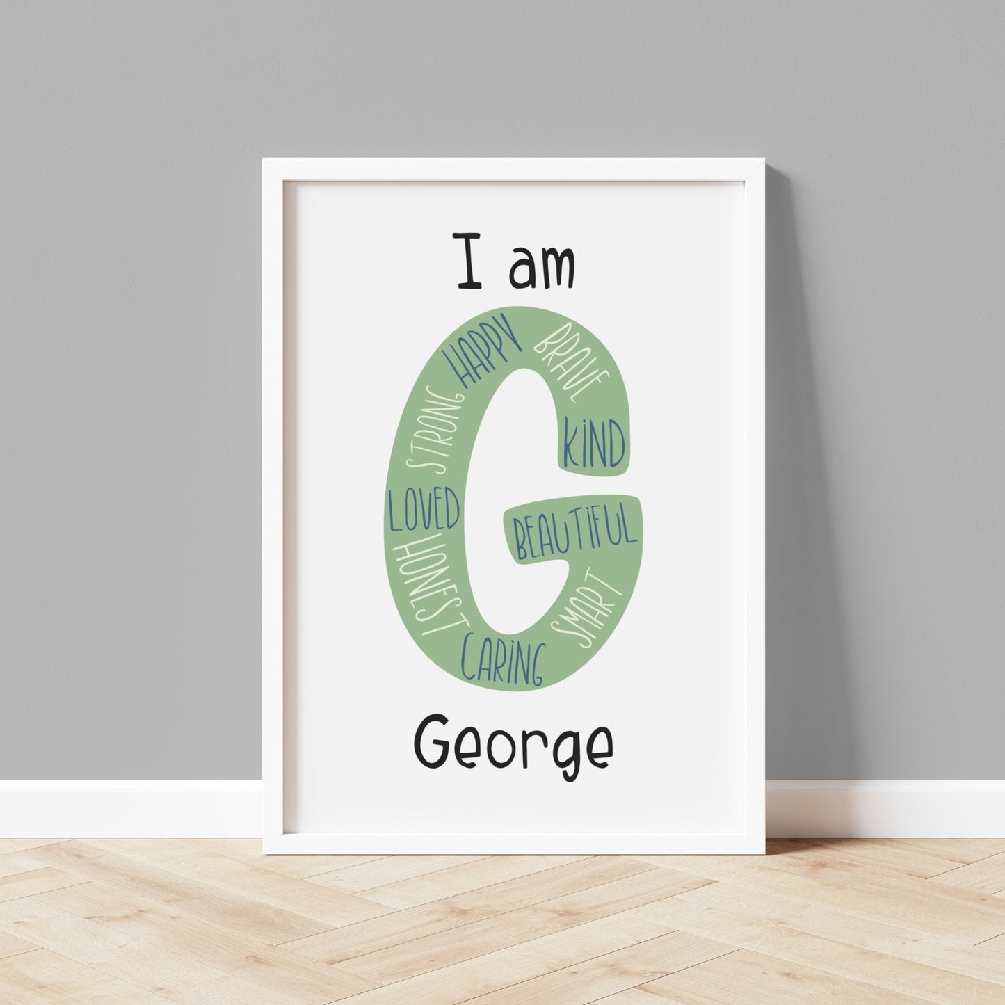 I am Affirmation Print with Initial - Dolly and Fred Designs