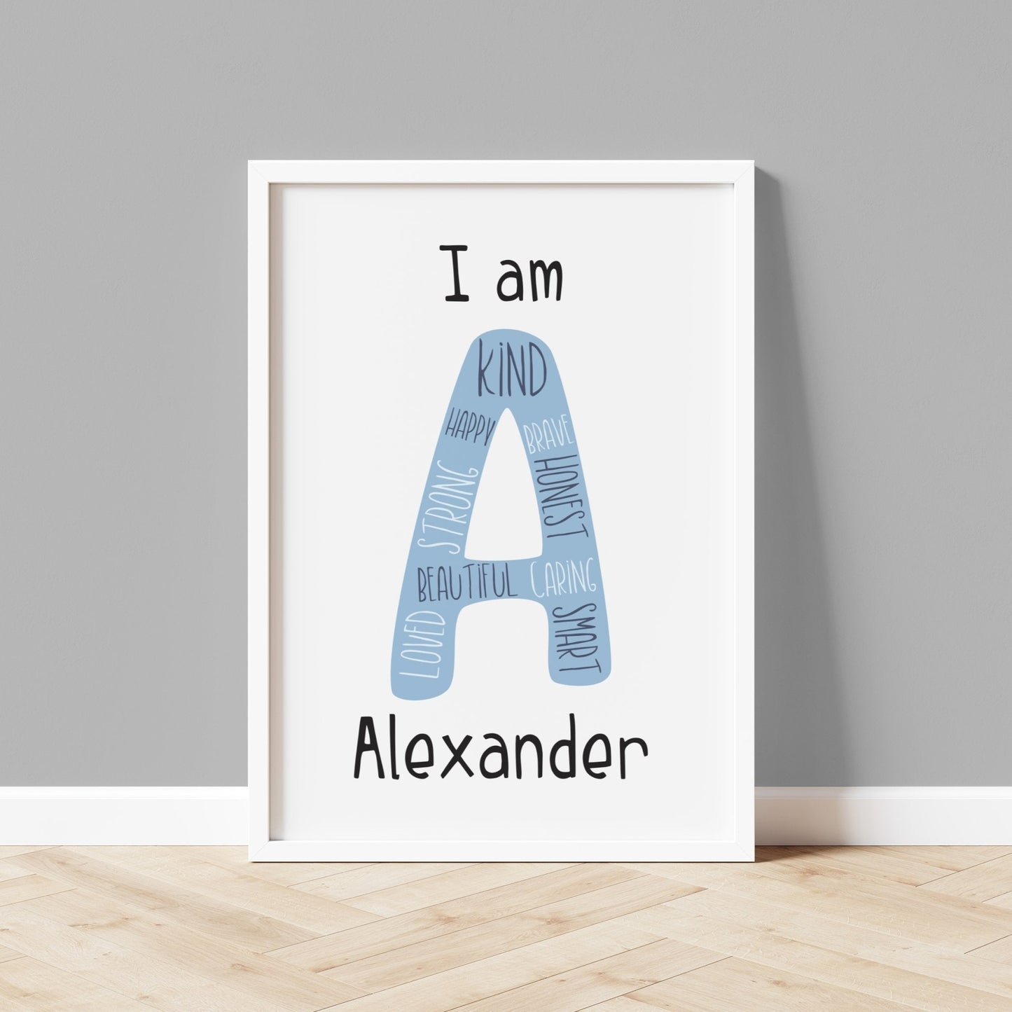 I am Affirmation Print with Initial - Dolly and Fred Designs