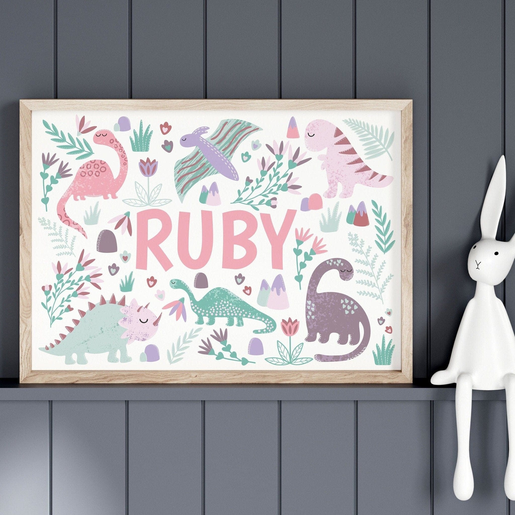 Landscape Dinosaur Name Print - Dolly and Fred Designs