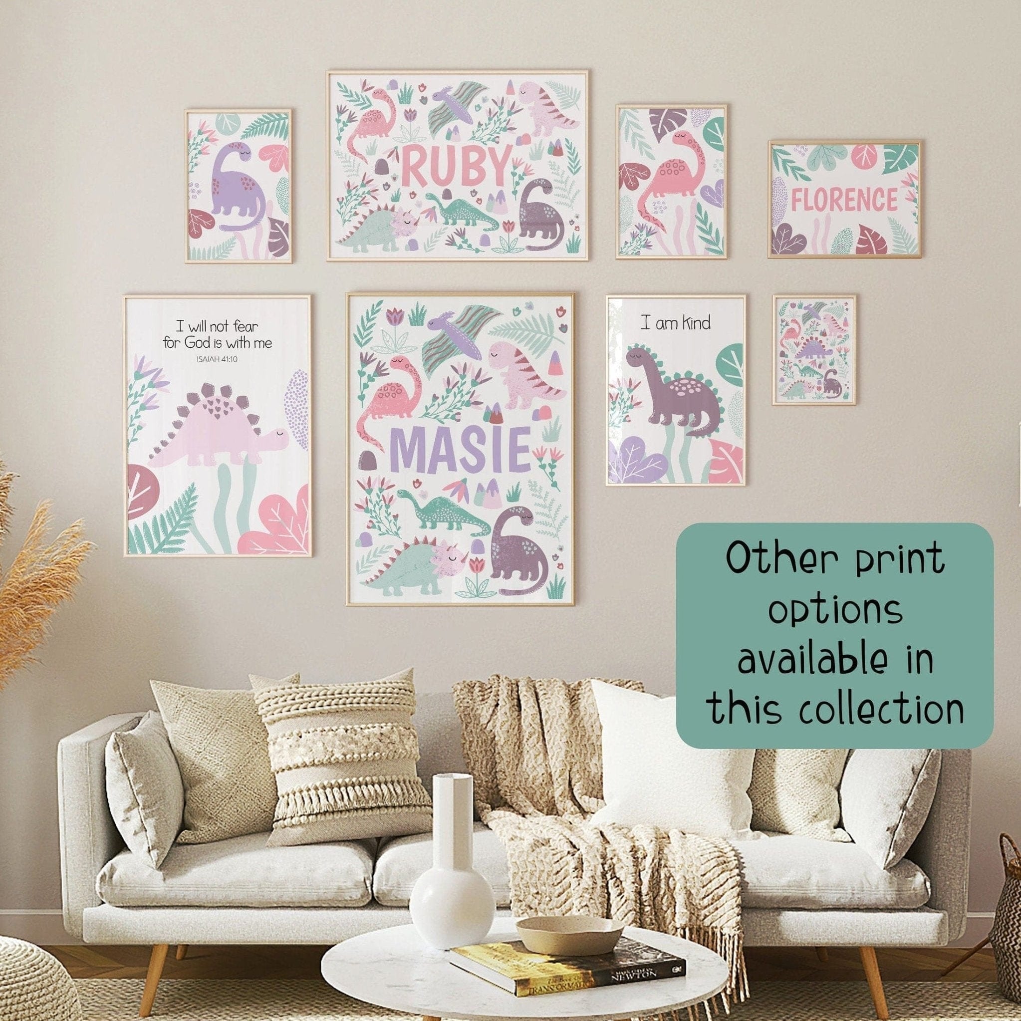 Landscape Dinosaur Name Print - Dolly and Fred Designs