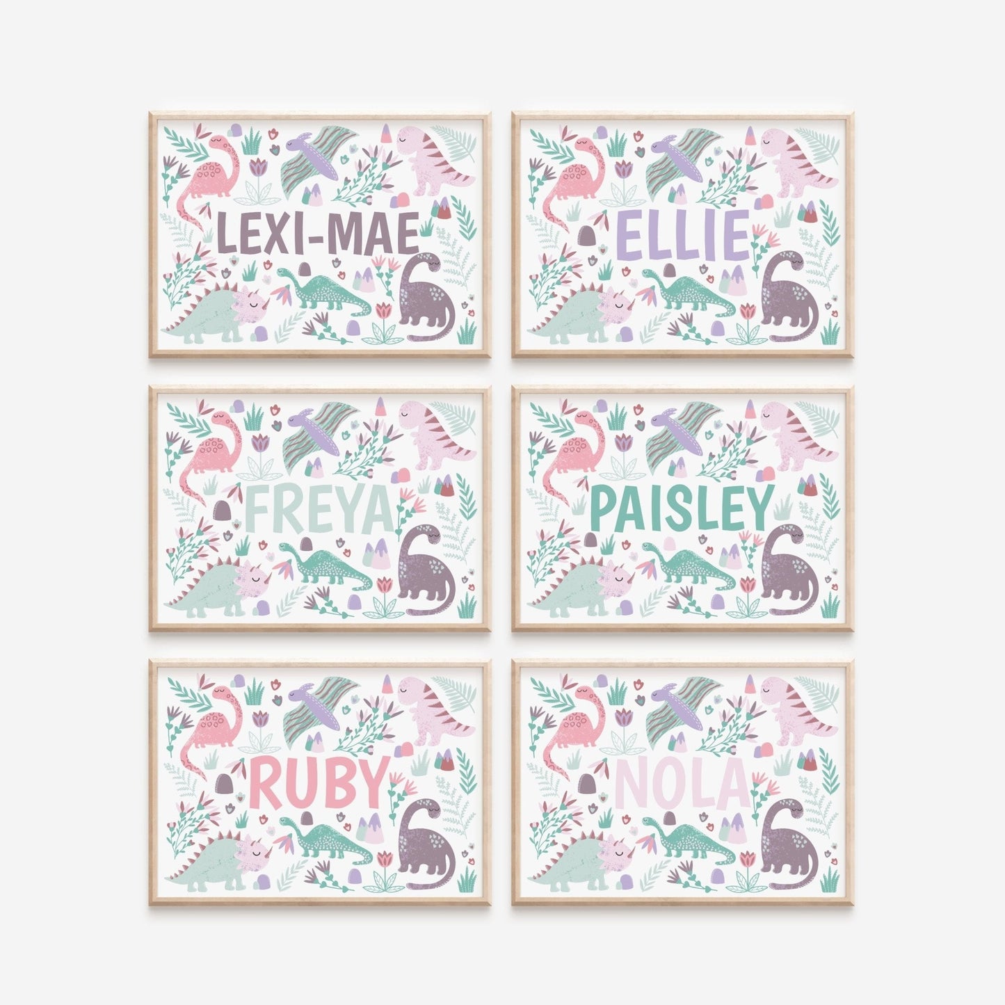 Landscape Dinosaur Name Print - Dolly and Fred Designs