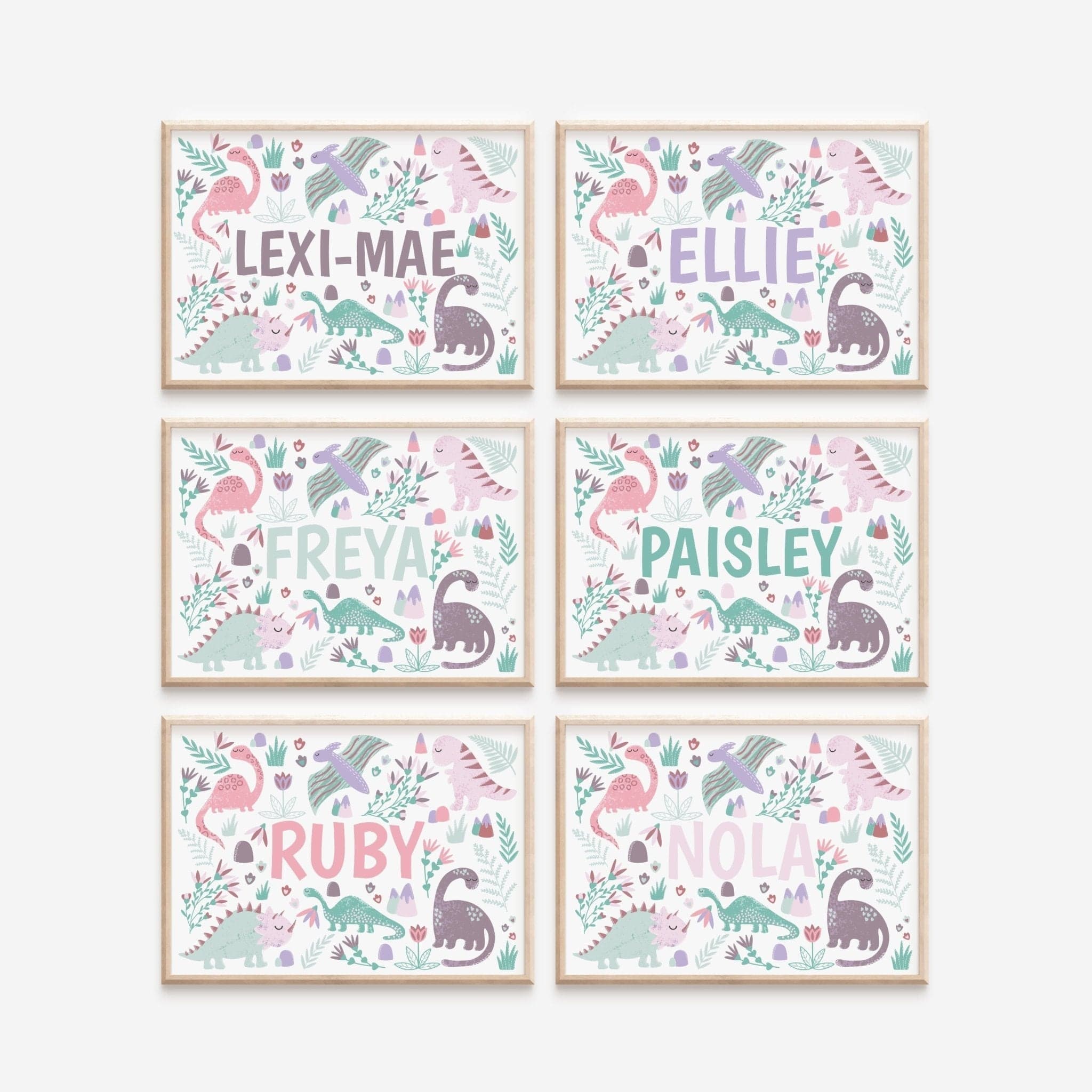 Landscape Dinosaur Name Print - Dolly and Fred Designs