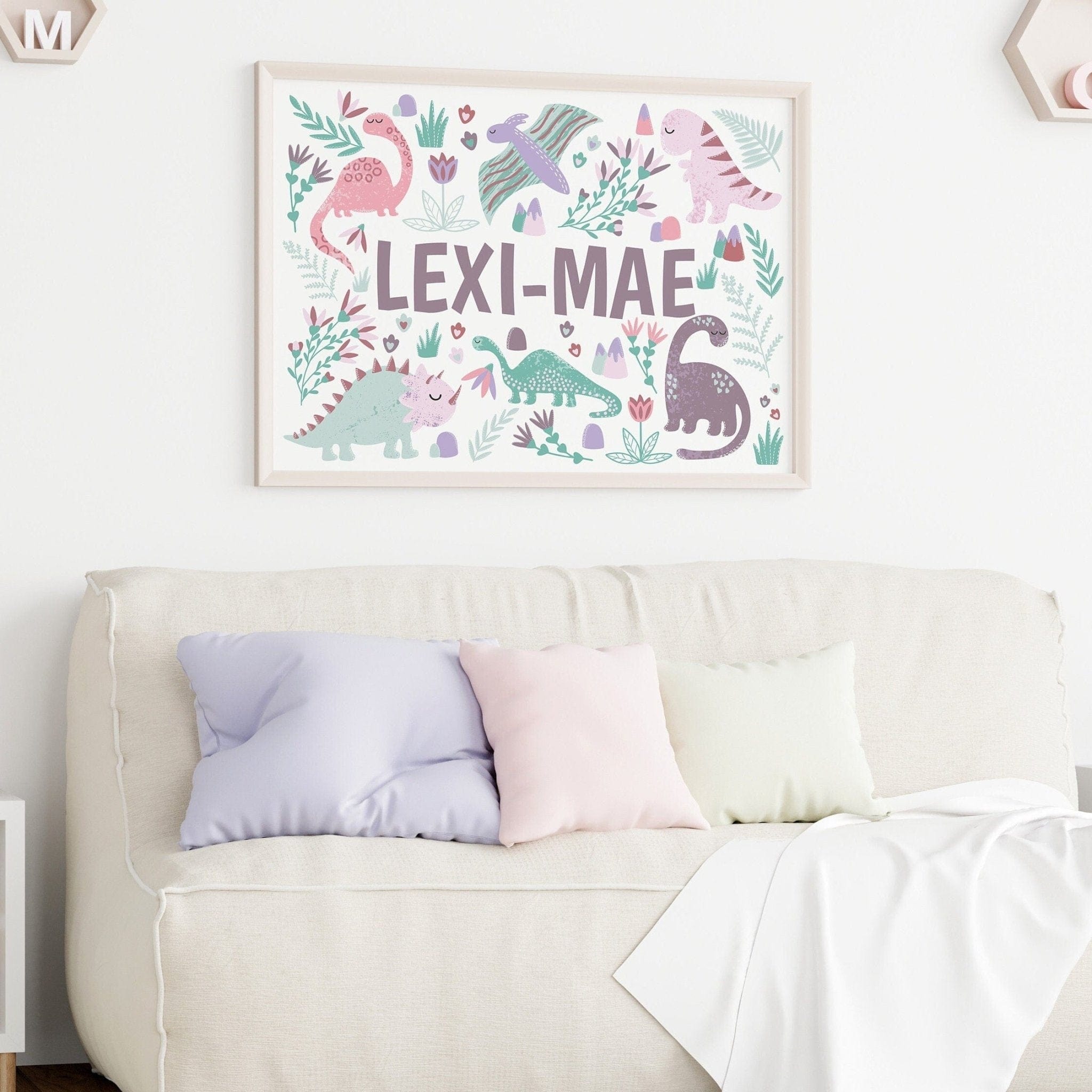 Landscape Dinosaur Name Print - Dolly and Fred Designs