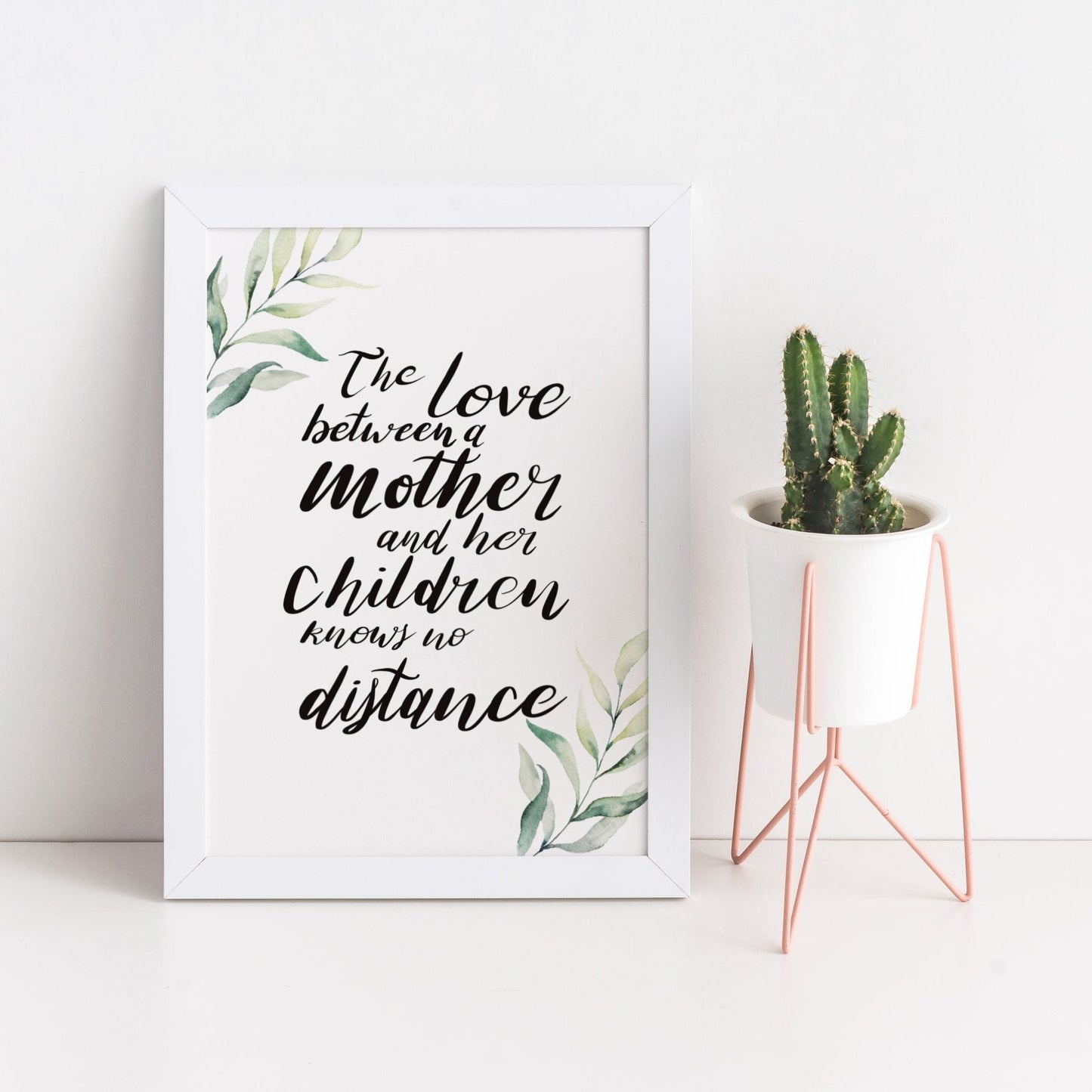 Love knows no distance Watercolour Leaves Print - Dolly and Fred Designs