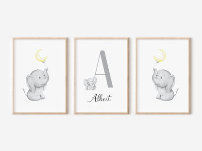Monochrome Elephant Nursery Prints - Dolly and Fred Designs