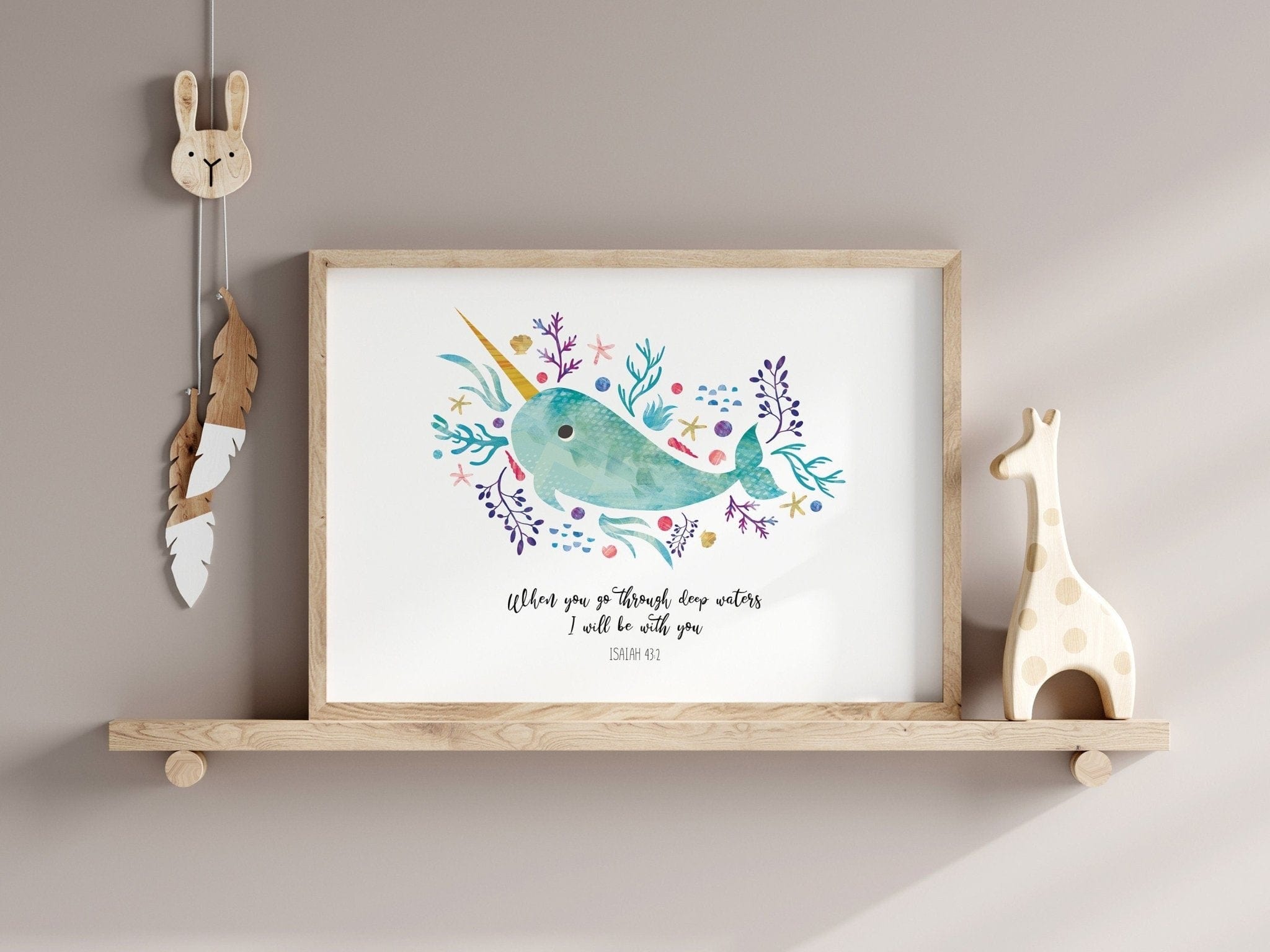 Narwhal bible verse print - Dolly and Fred Designs