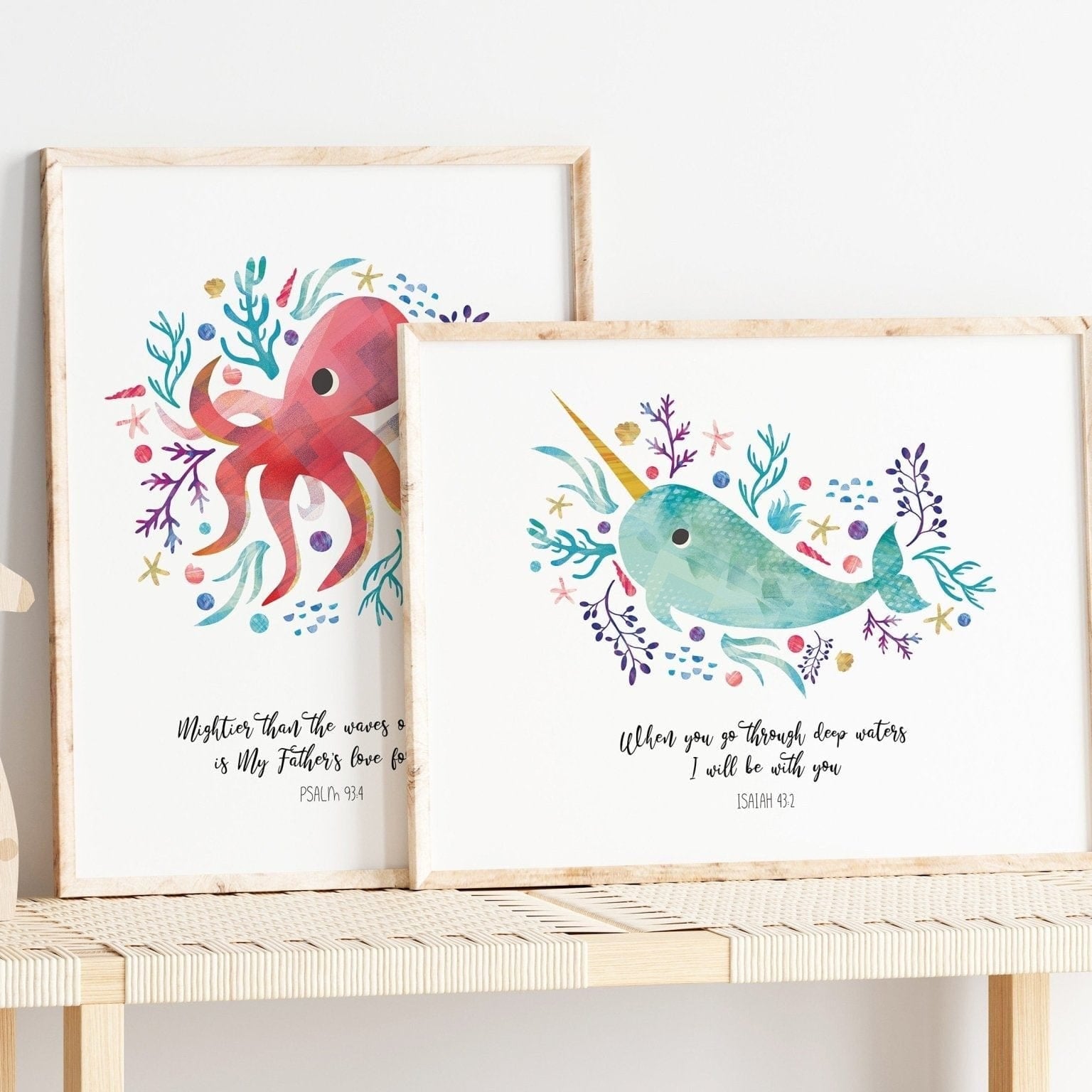 Narwhal bible verse print - Dolly and Fred Designs