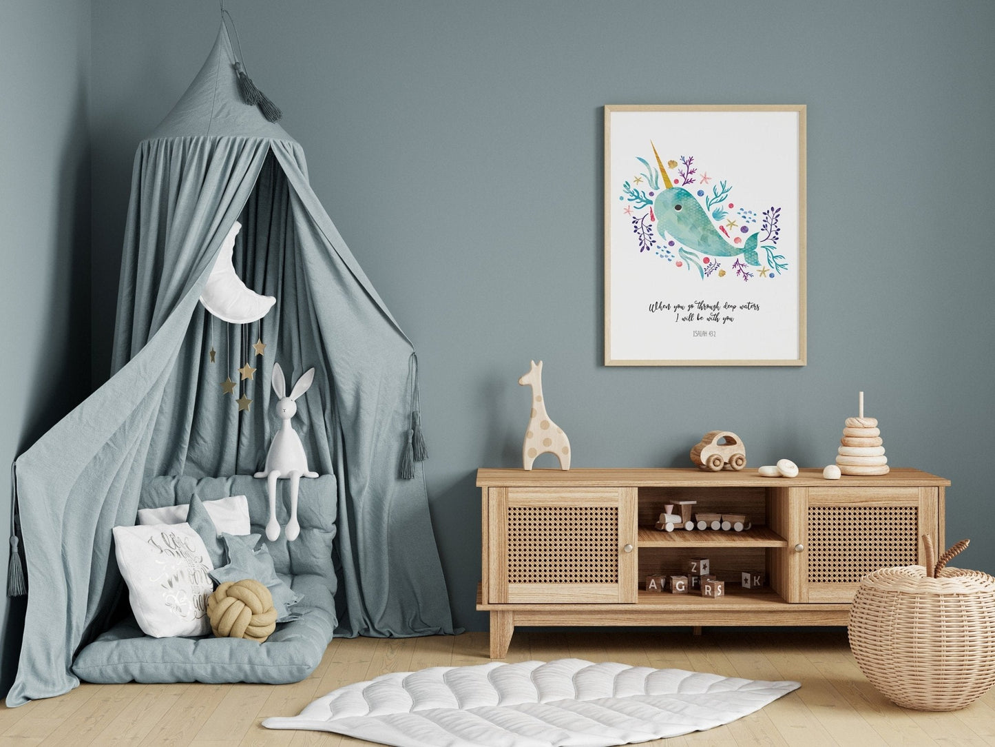 Narwhal bible verse print - Dolly and Fred Designs