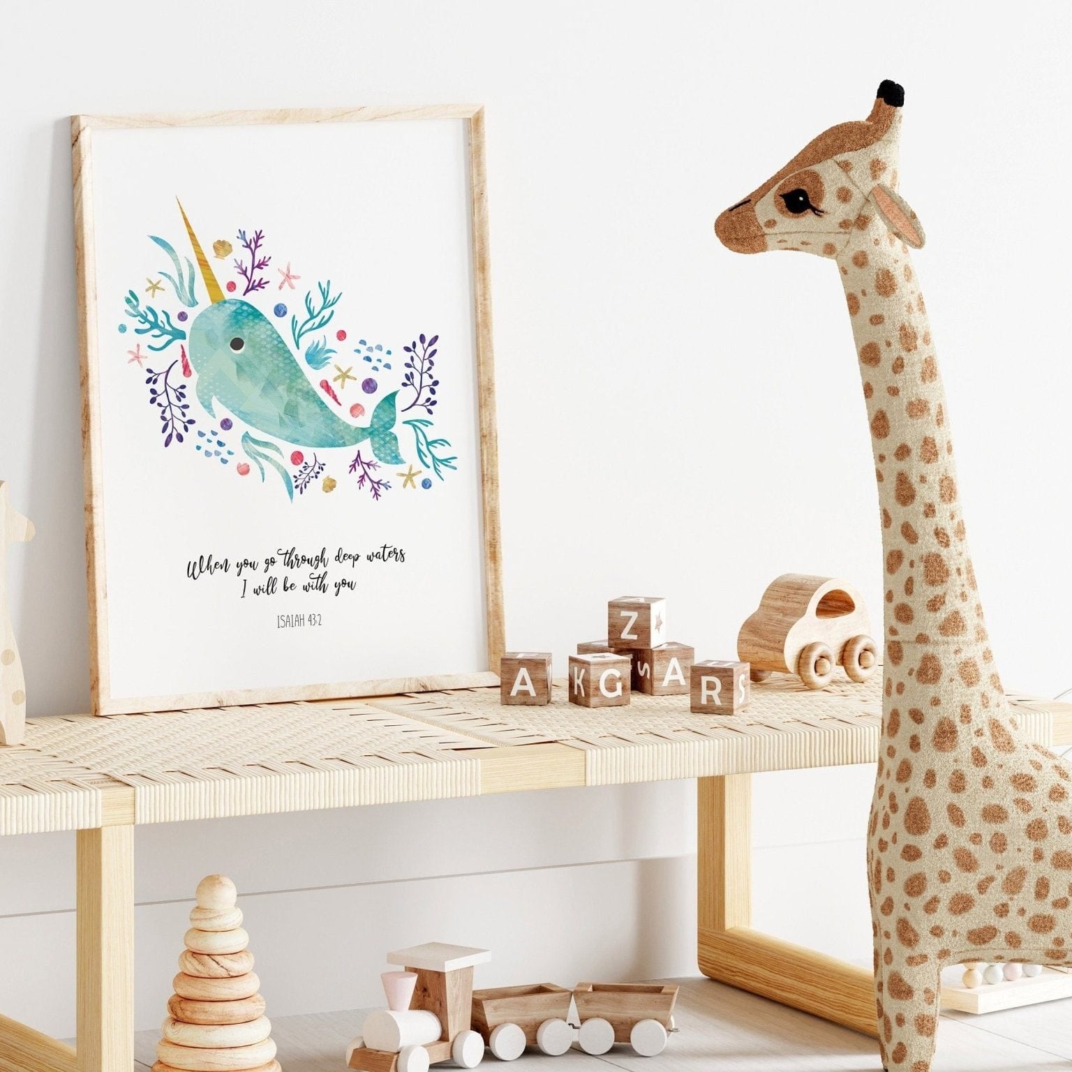 Narwhal bible verse print - Dolly and Fred Designs