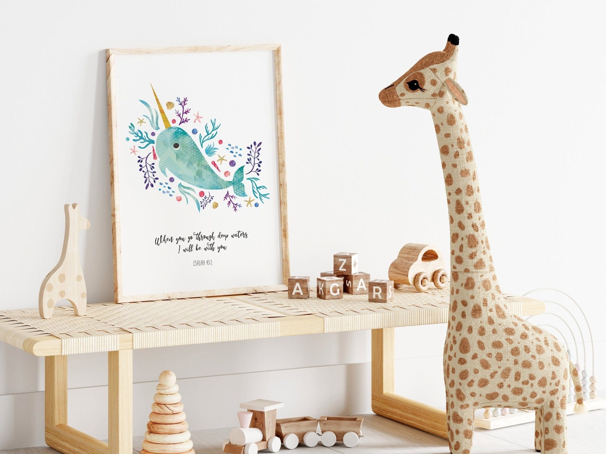 Narwhal bible verse print - Dolly and Fred Designs