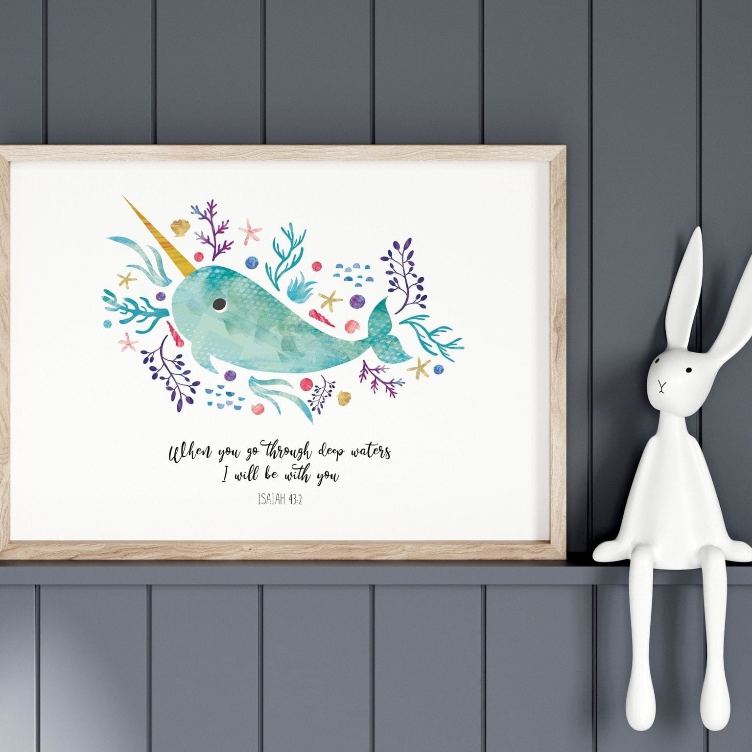 Narwhal bible verse print - Dolly and Fred Designs