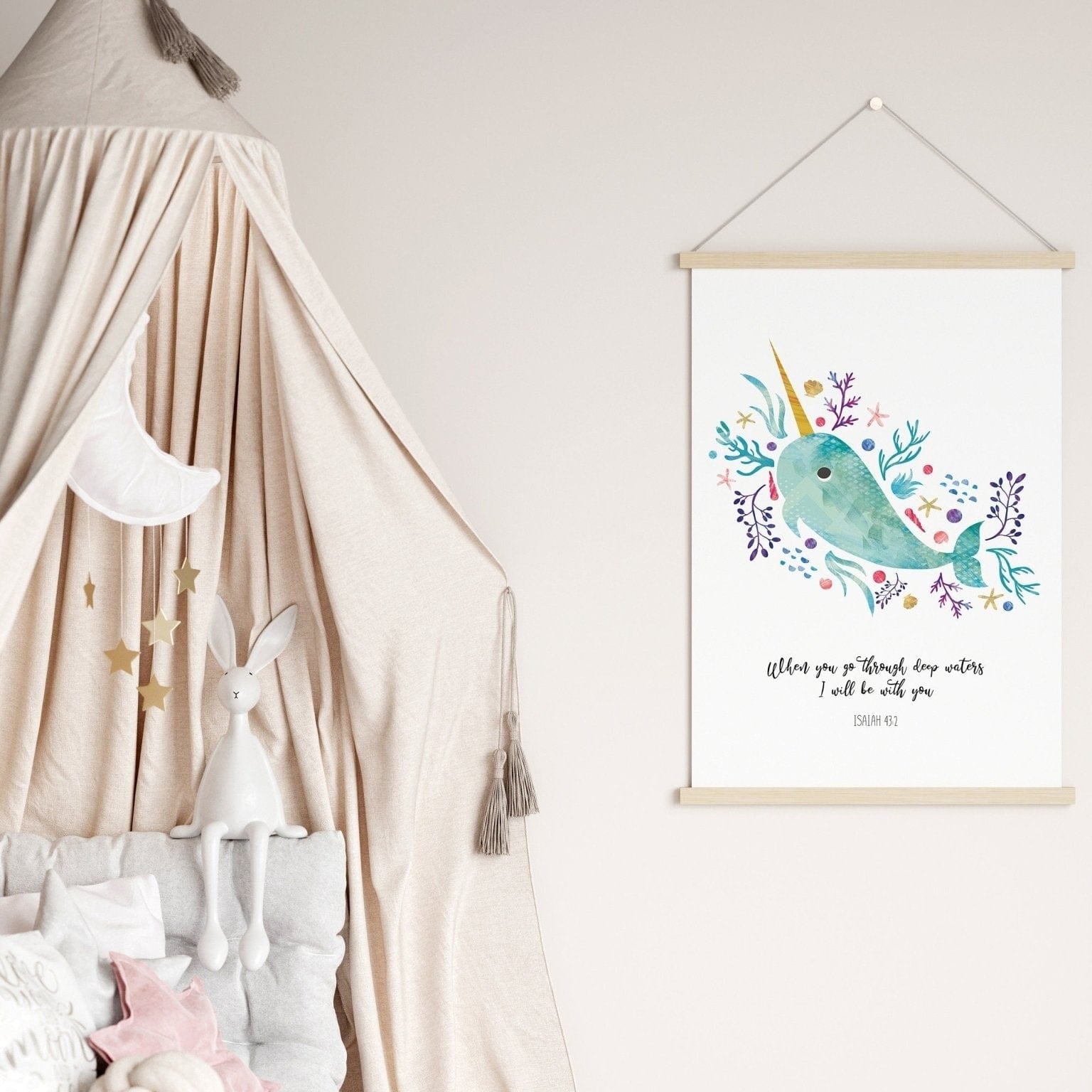 Narwhal bible verse print - Dolly and Fred Designs